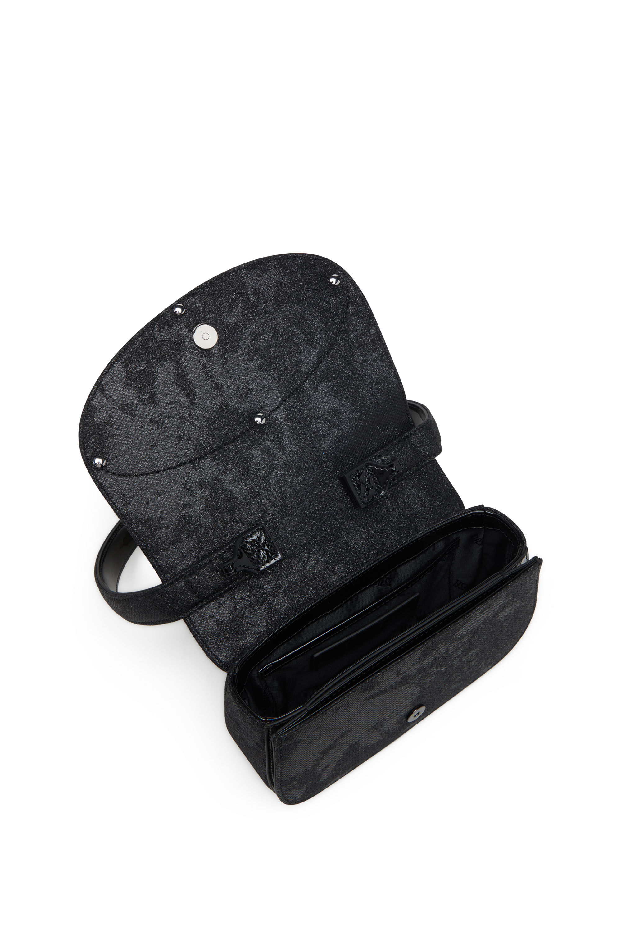 Diesel - 1DR, Female's 1DR-Iconic 1DR bag in glitter-camo Lurex in Black - 2