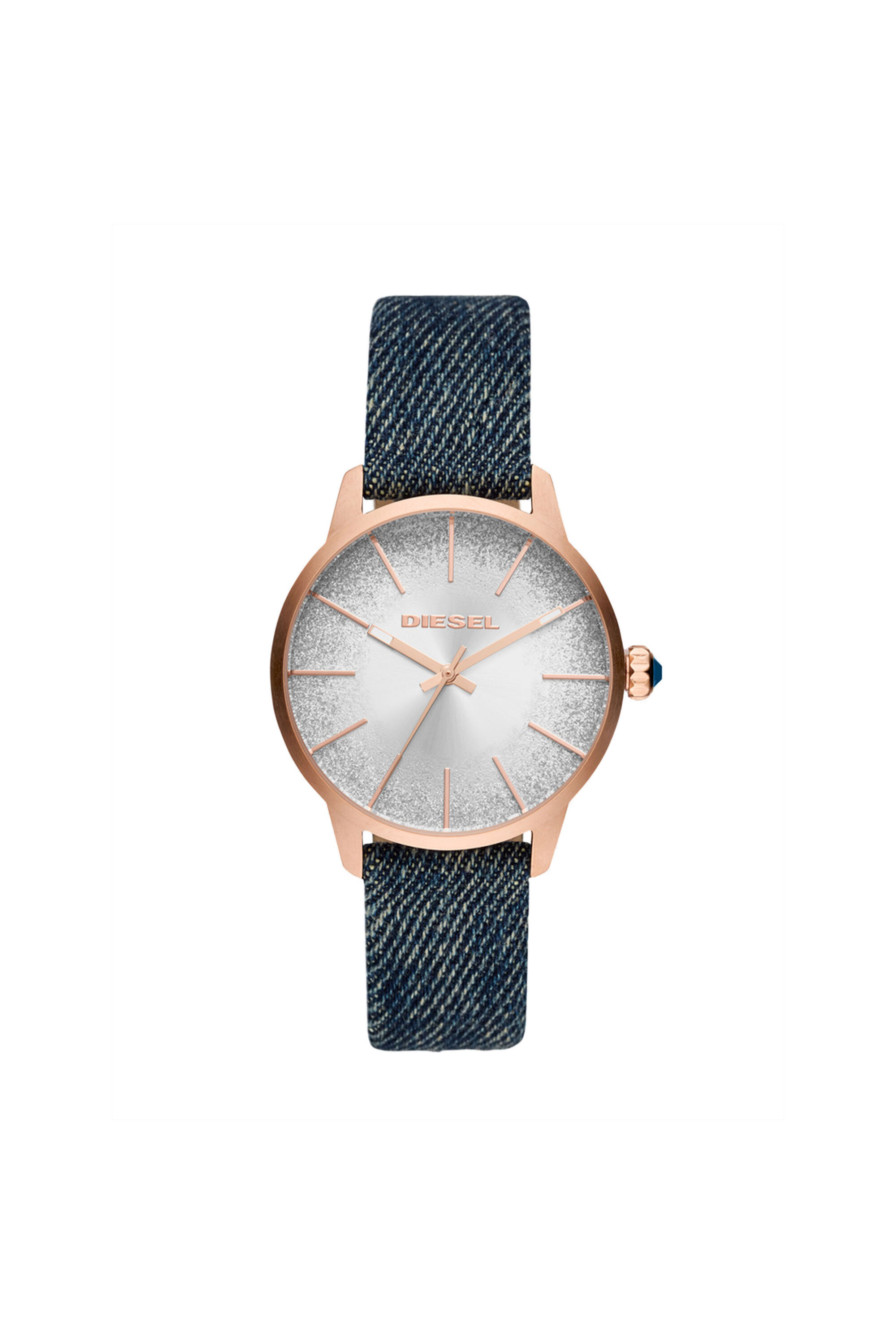 Diesel - DZ5566, Castilla reloj con purpurina y correa en denim, 38&nbsp;mm Mujer in Azul marino - 1