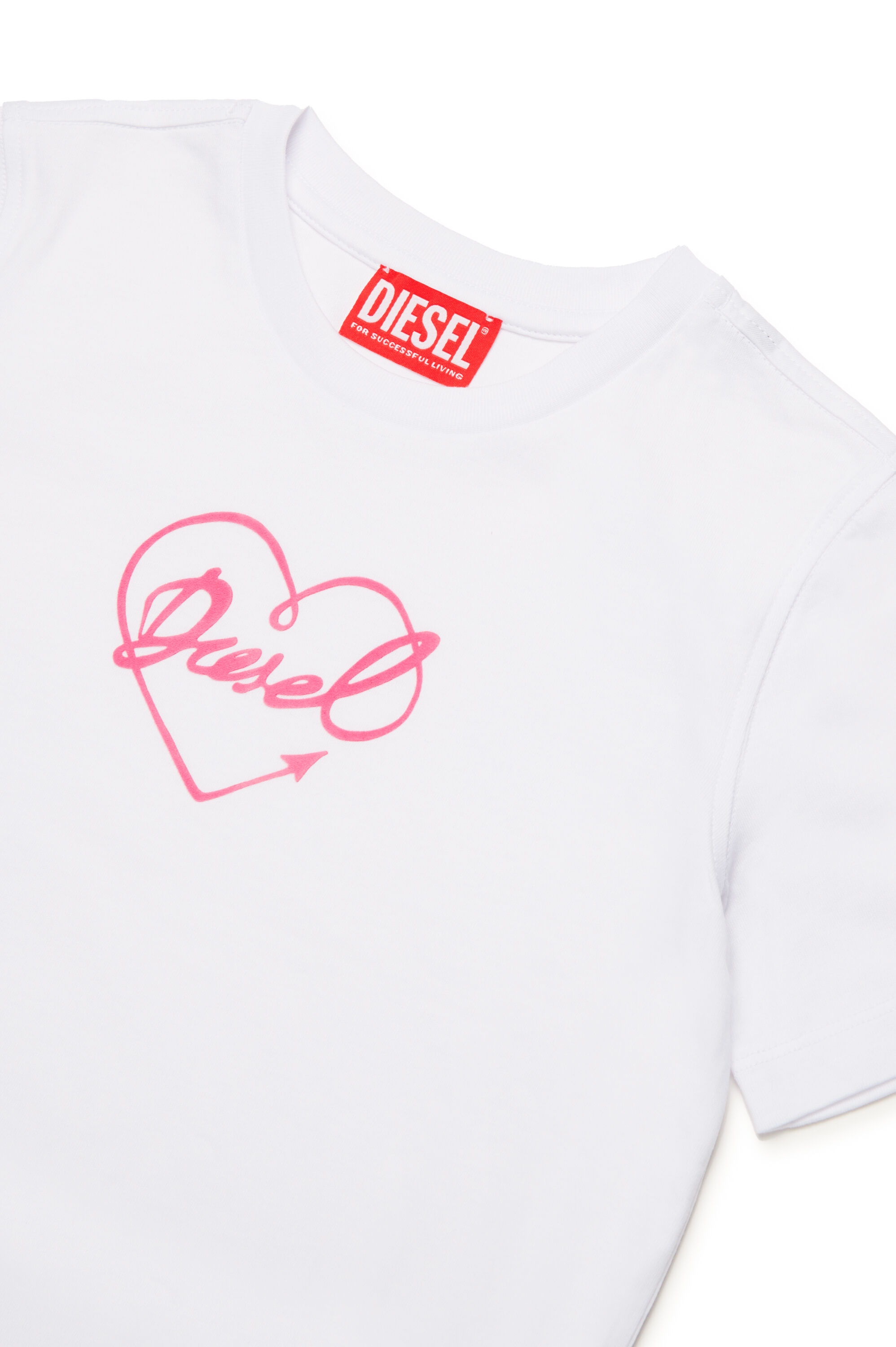 Girl's T-shirt with flocked logo heart | White | Diesel CA