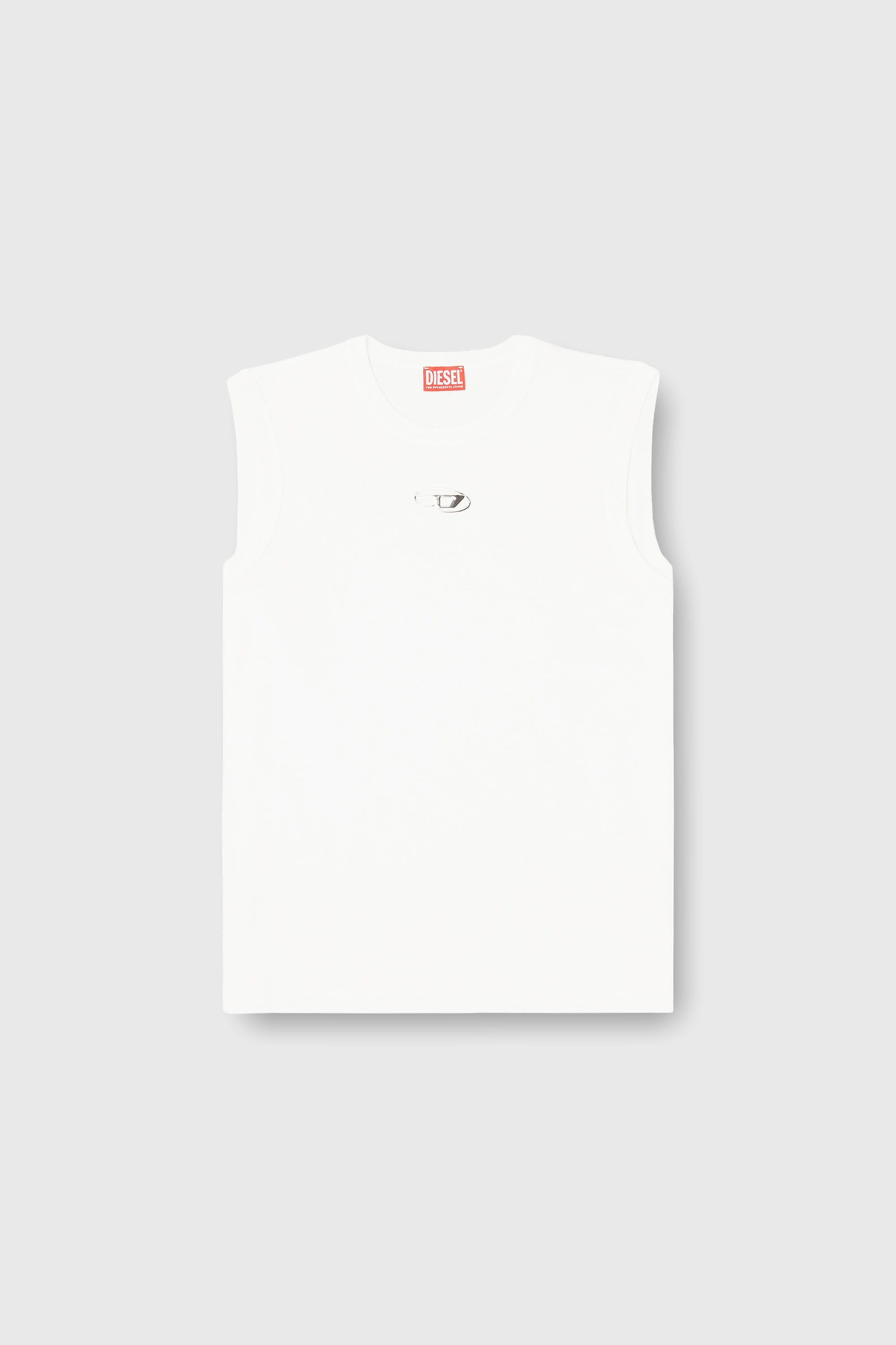 Men's Cotton tank top with metallic Oval D | White | Diesel US