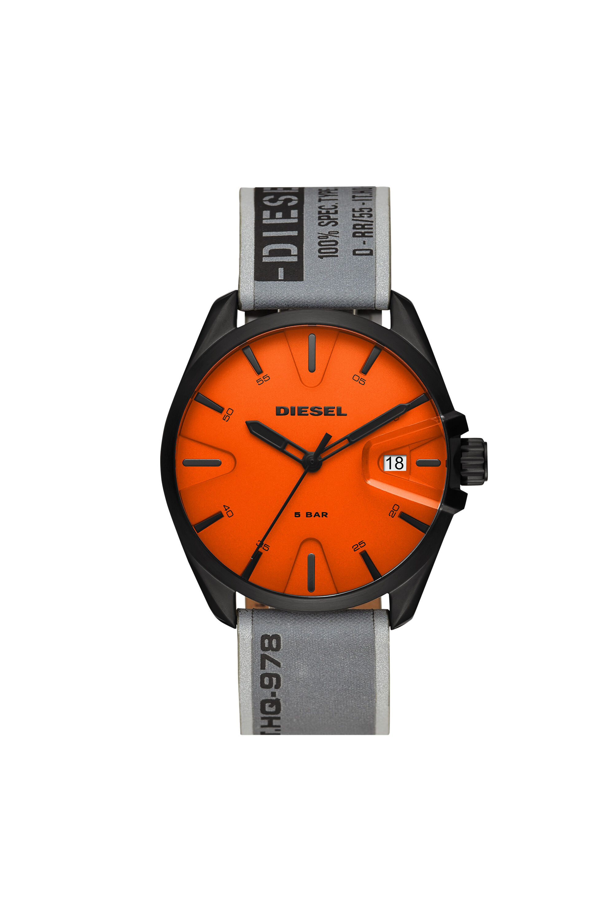 Diesel - DZ1931, Male's MS9 three-hand orange nylon watch in Black/Orange - 1