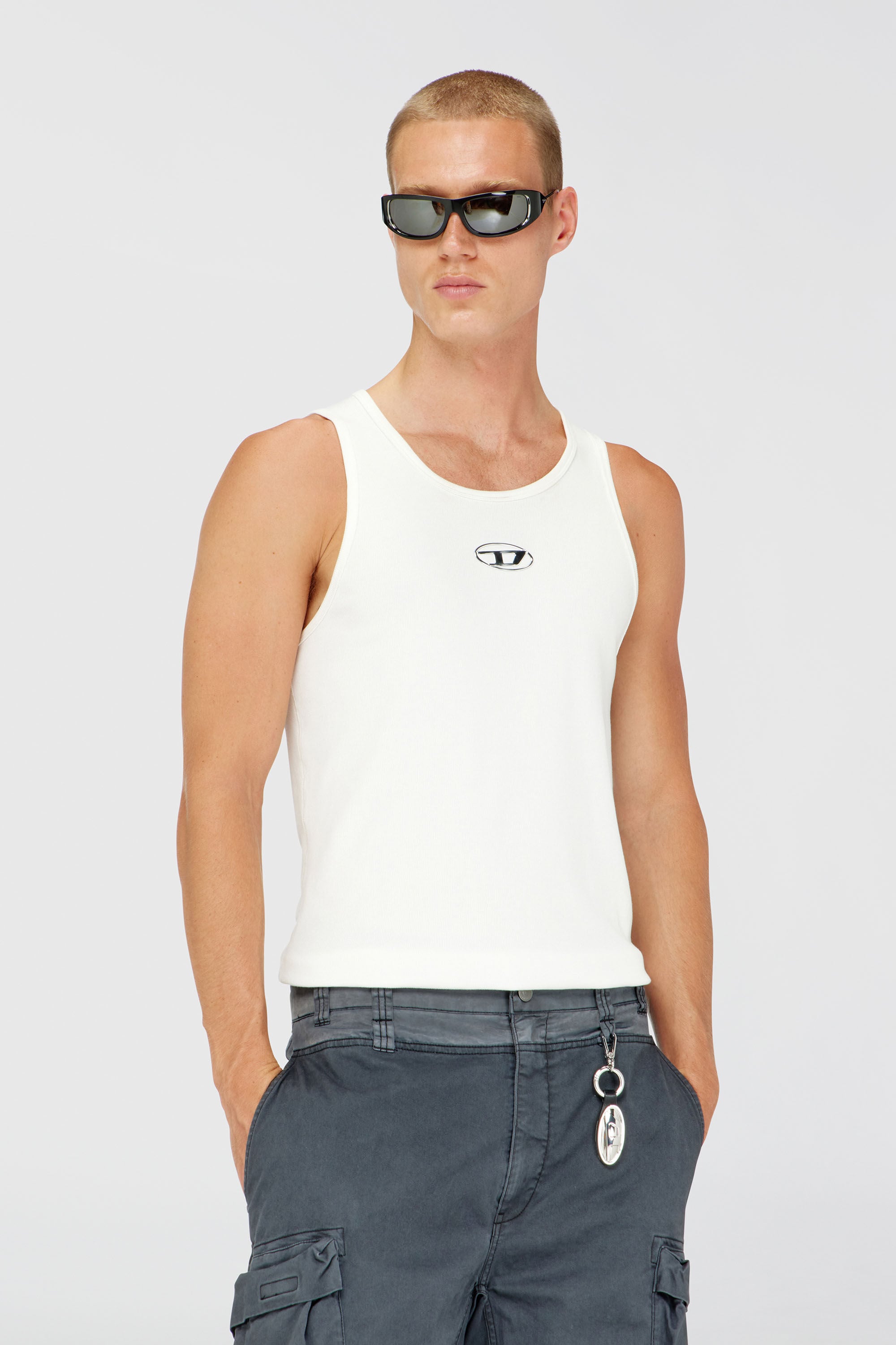 値下げ‼️DIESEL タンクトップ ホワイト Men's Cotton tank top with logo | White | Diesel US