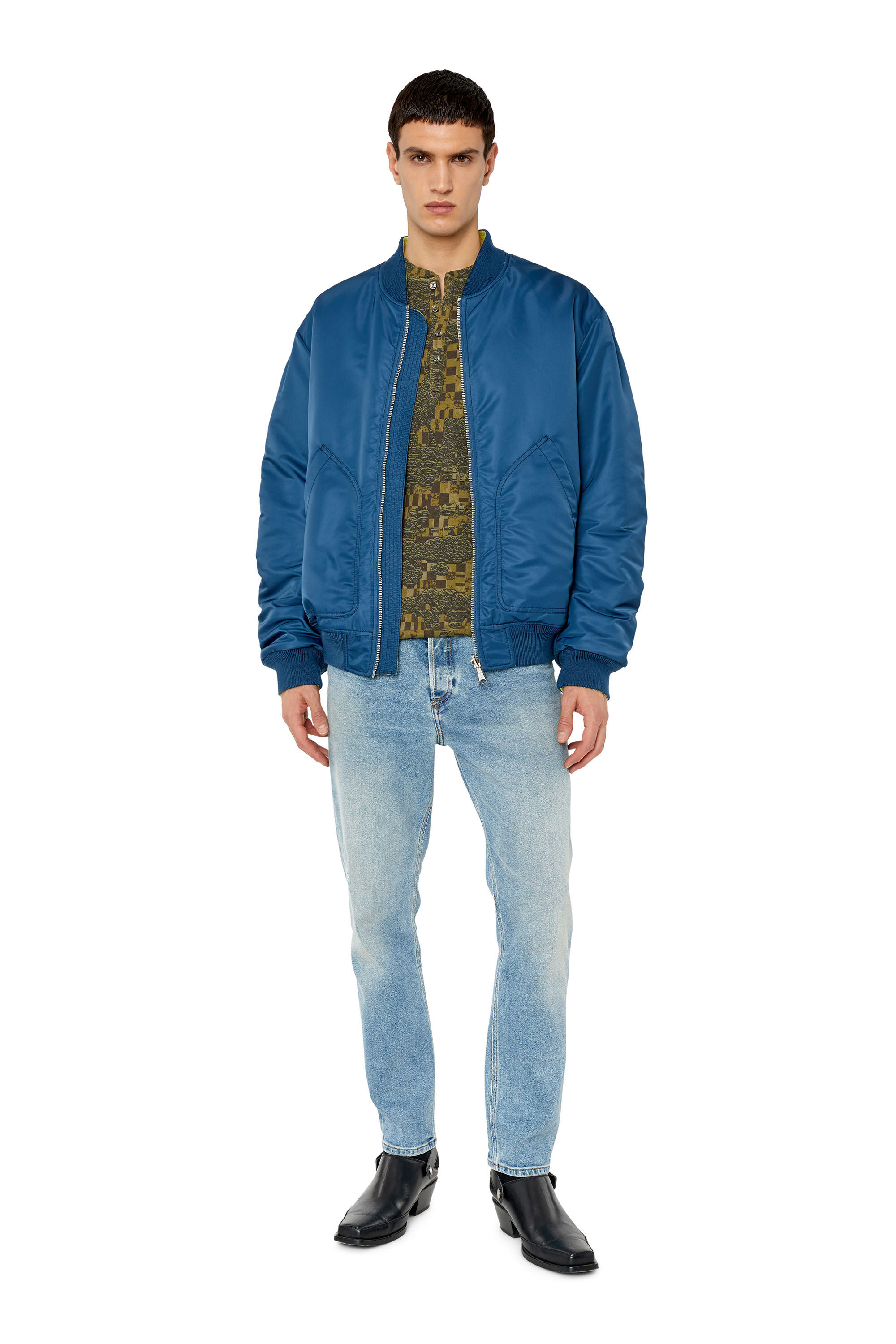 Diesel - J-MATT, Veste bomber réversible en nylon matelassé Homme in Bleu - 1