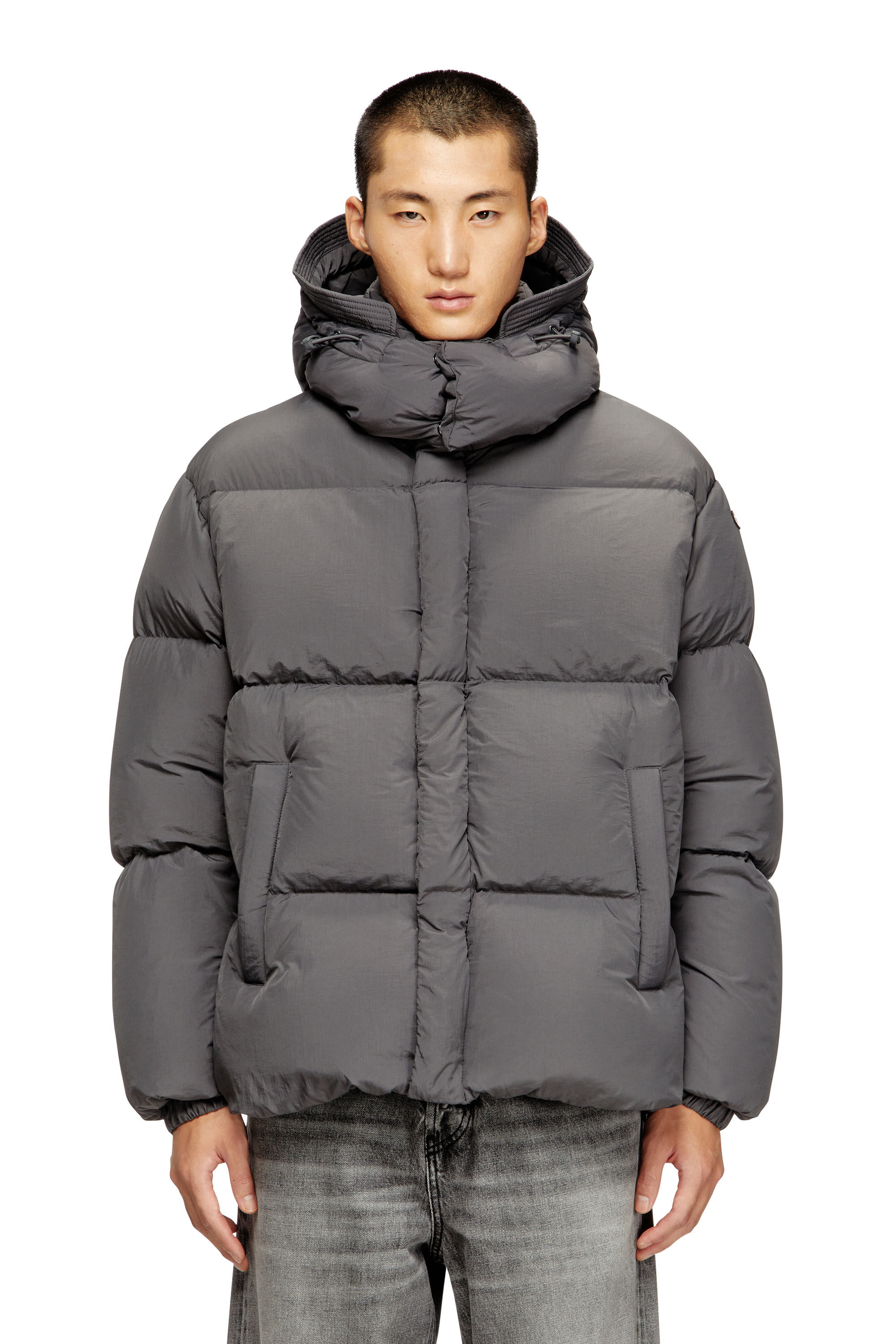 Diesel - W-ROLFYS, Male's Down jacket in recycled nylon taslan in Grey - 3