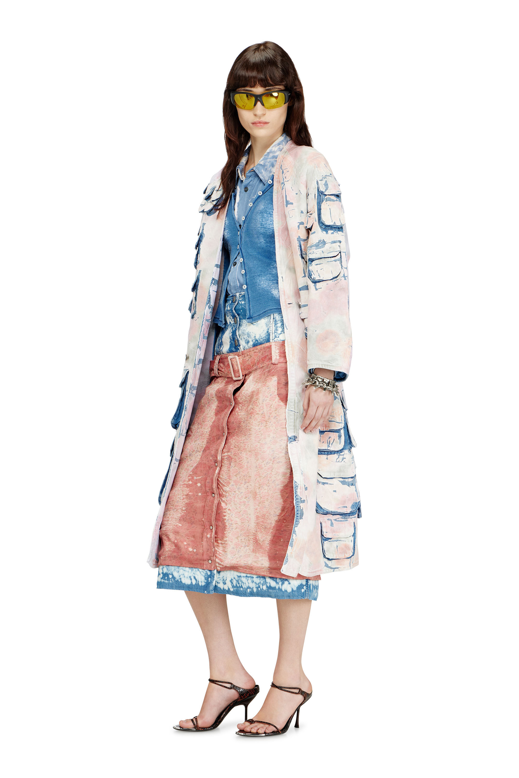 Diesel - DE-SELDOR-FSI, Abrigo vaquero con jersey de cuadros desmontable Mujer in Multicolor - 1