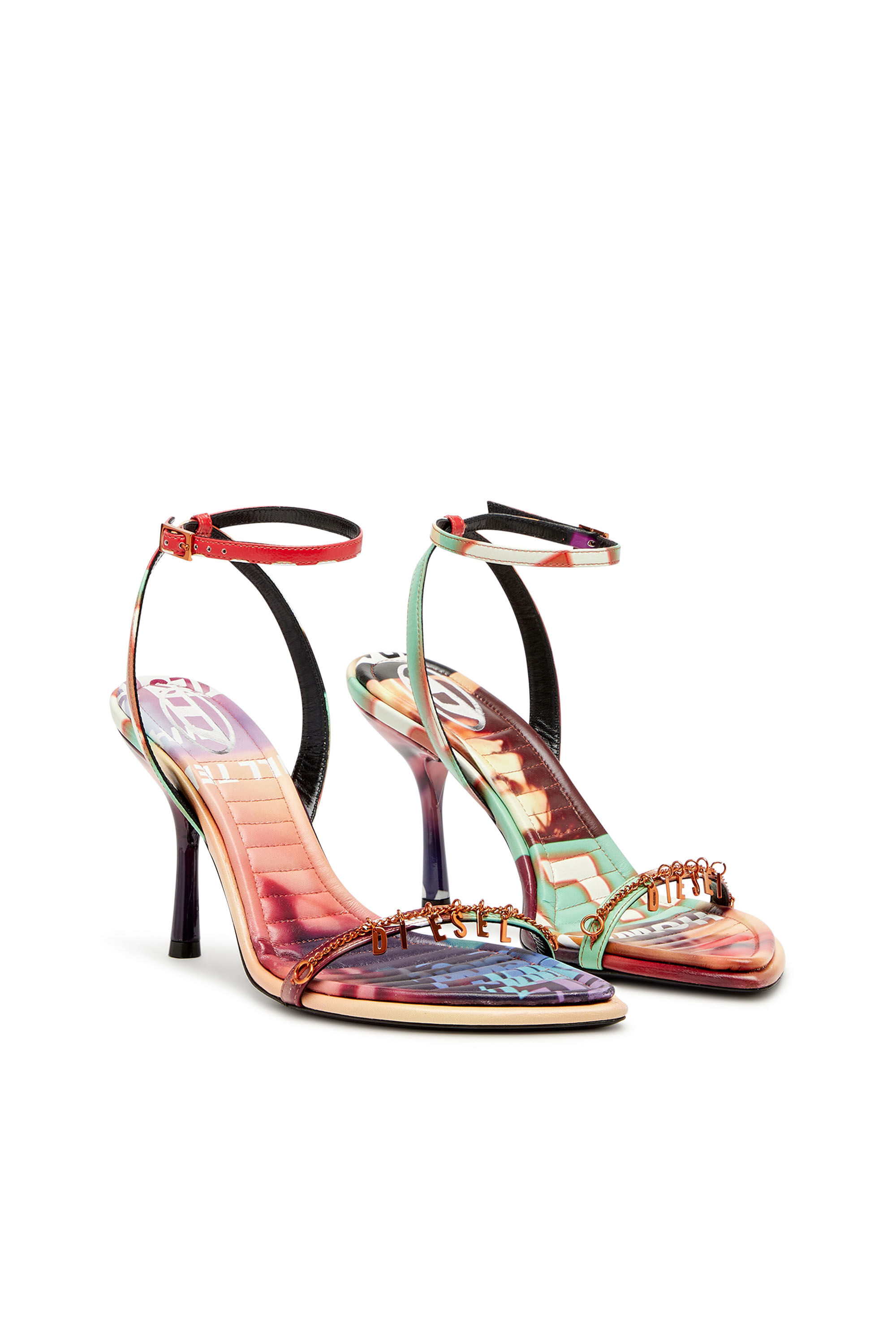 Diesel - D-VINA CHARM SDL, D-Vina Charm-Sandales à brides en cuir avec imprimé affiche Femme in Polychrome - 2