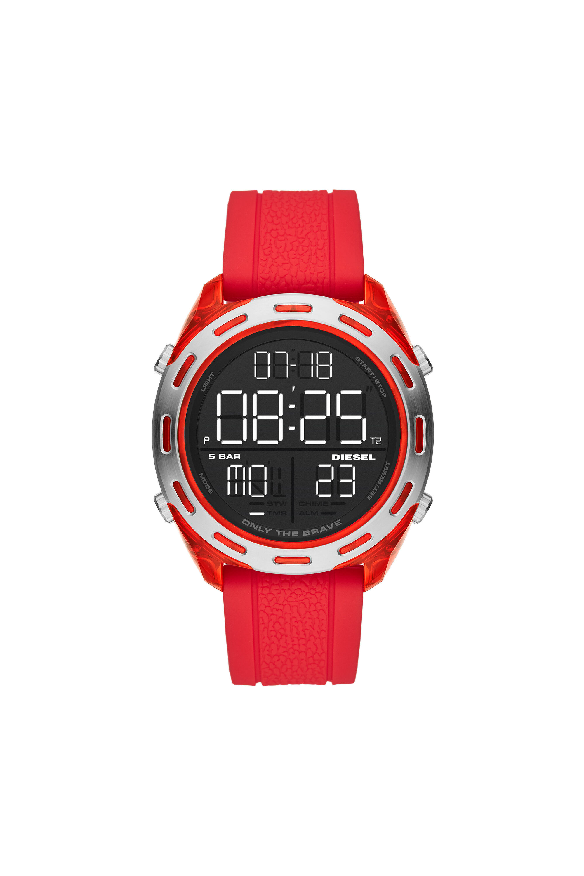 Diesel - DZ1900, Male's Crusher digital red silicone watch in Red - 1