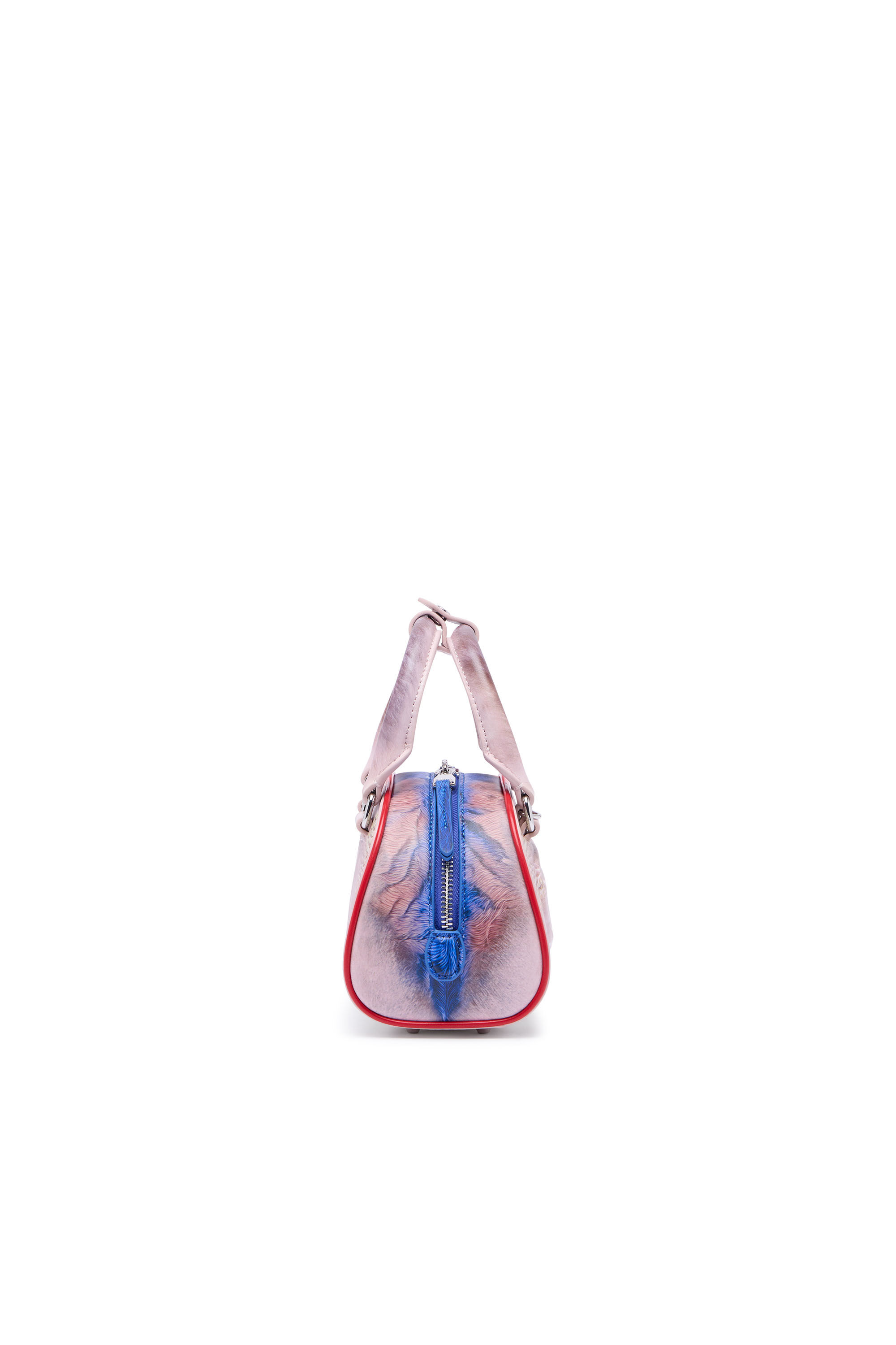 Diesel - 1DR DOME CROSSBODY, Female's 1DR Dome-Mini bowling bag with animal print in Pink/Blue - 5