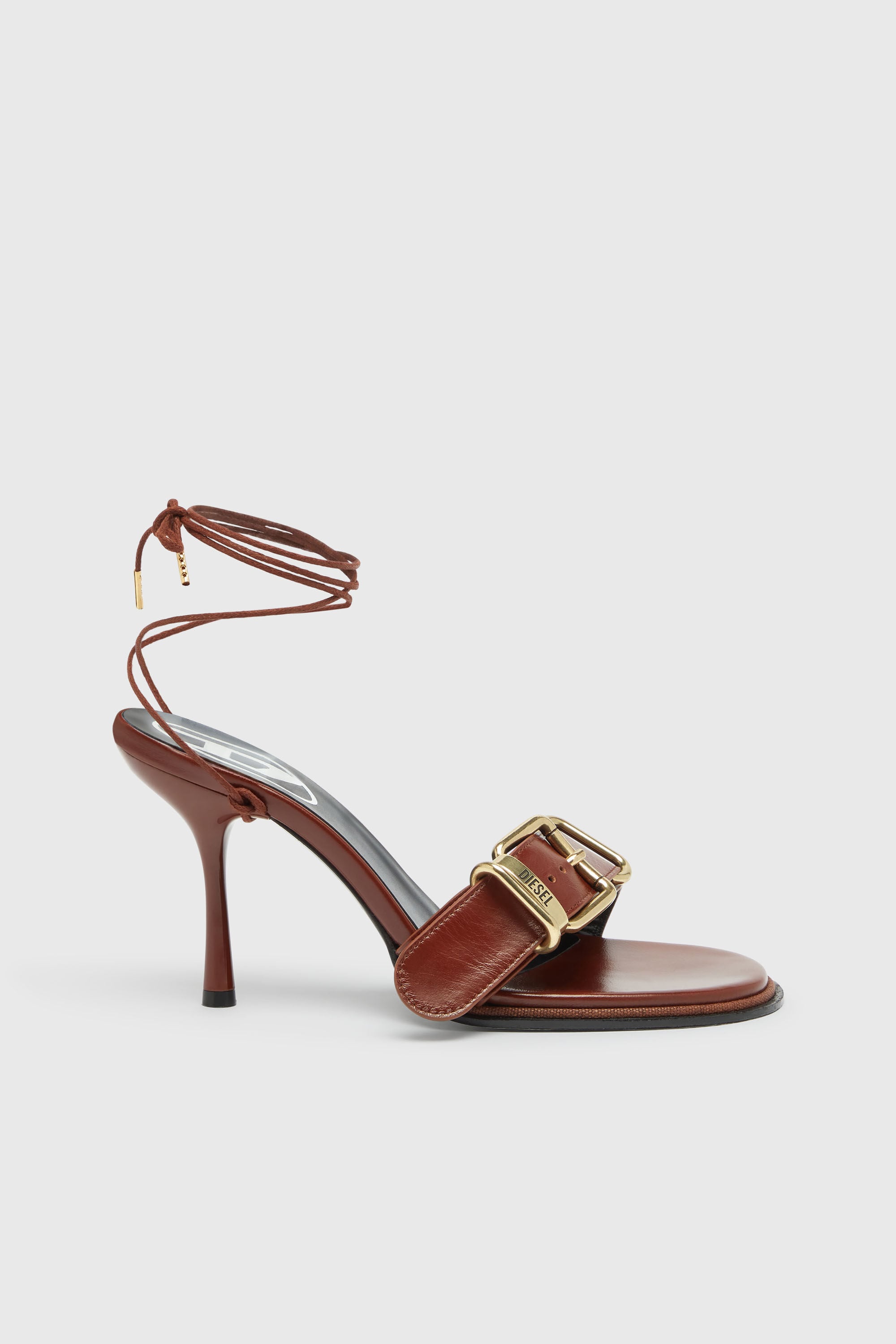 Women's D-Cocco-Ankle-wrap sandals in leather | Brown | Diesel