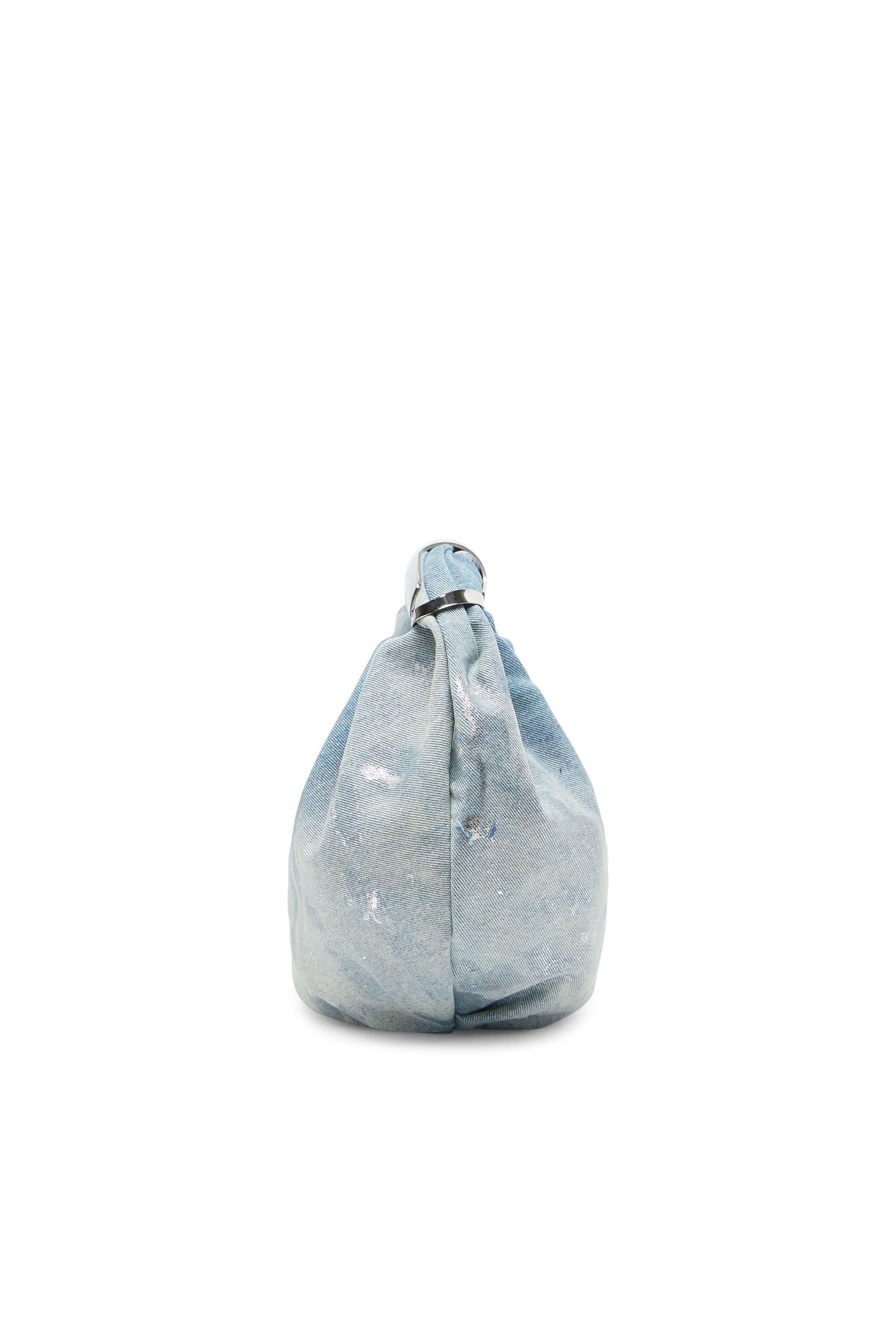 Diesel - GRAB-D HOBO M, Woman's Grab-D M-Hobo bag in reflective solarised denim in Light Blue - 3