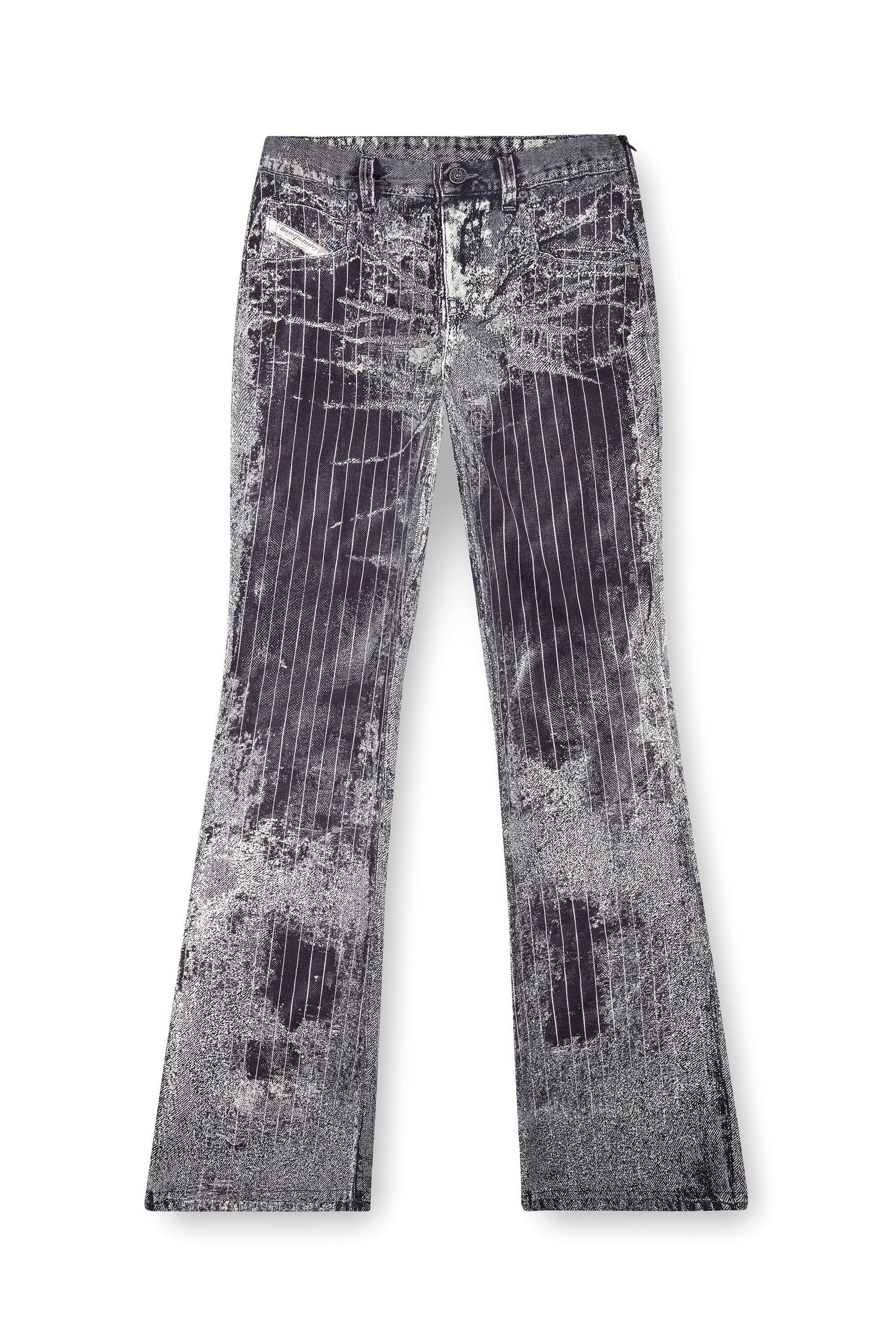 Diesel - P-RETTY, Female's Bootcut satin pants with pinstripe print in Black - 2