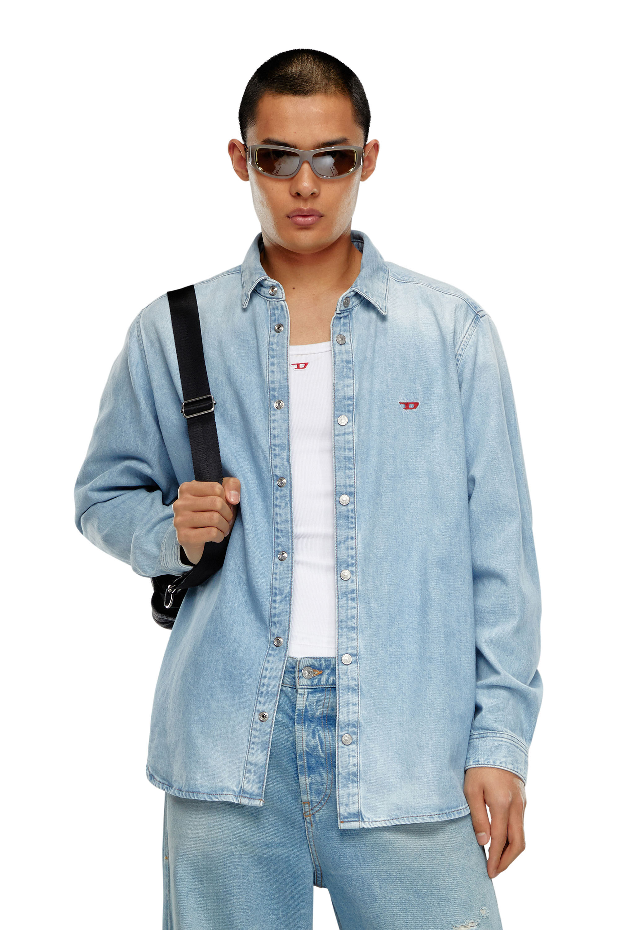Diesel - D-SIMPLY, Man's Shirt in denim in Light Blue - 3