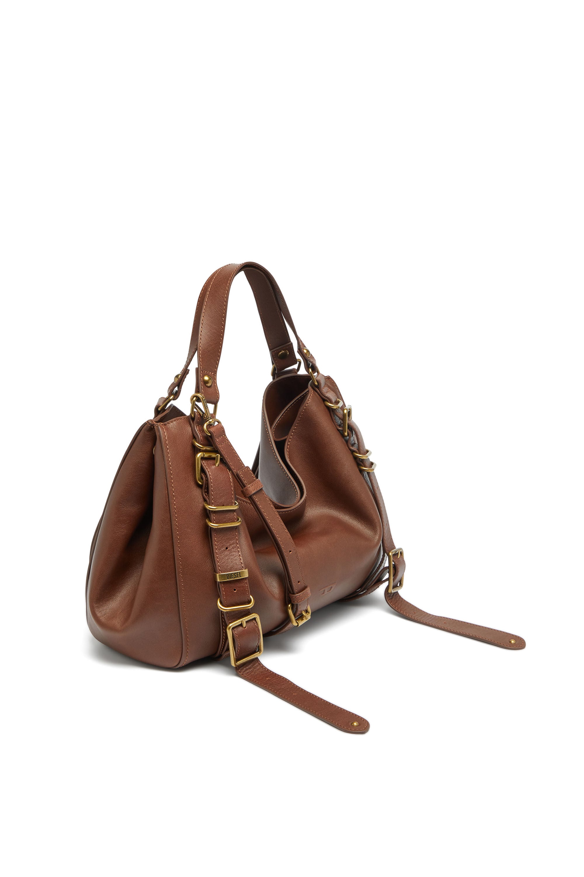 Diesel - D-ONE TOPHANDLE M, D-One-Sac medium &agrave; poign&eacute;e sup&eacute;rieure en cuir trait&eacute; Mixte in Marron - 4