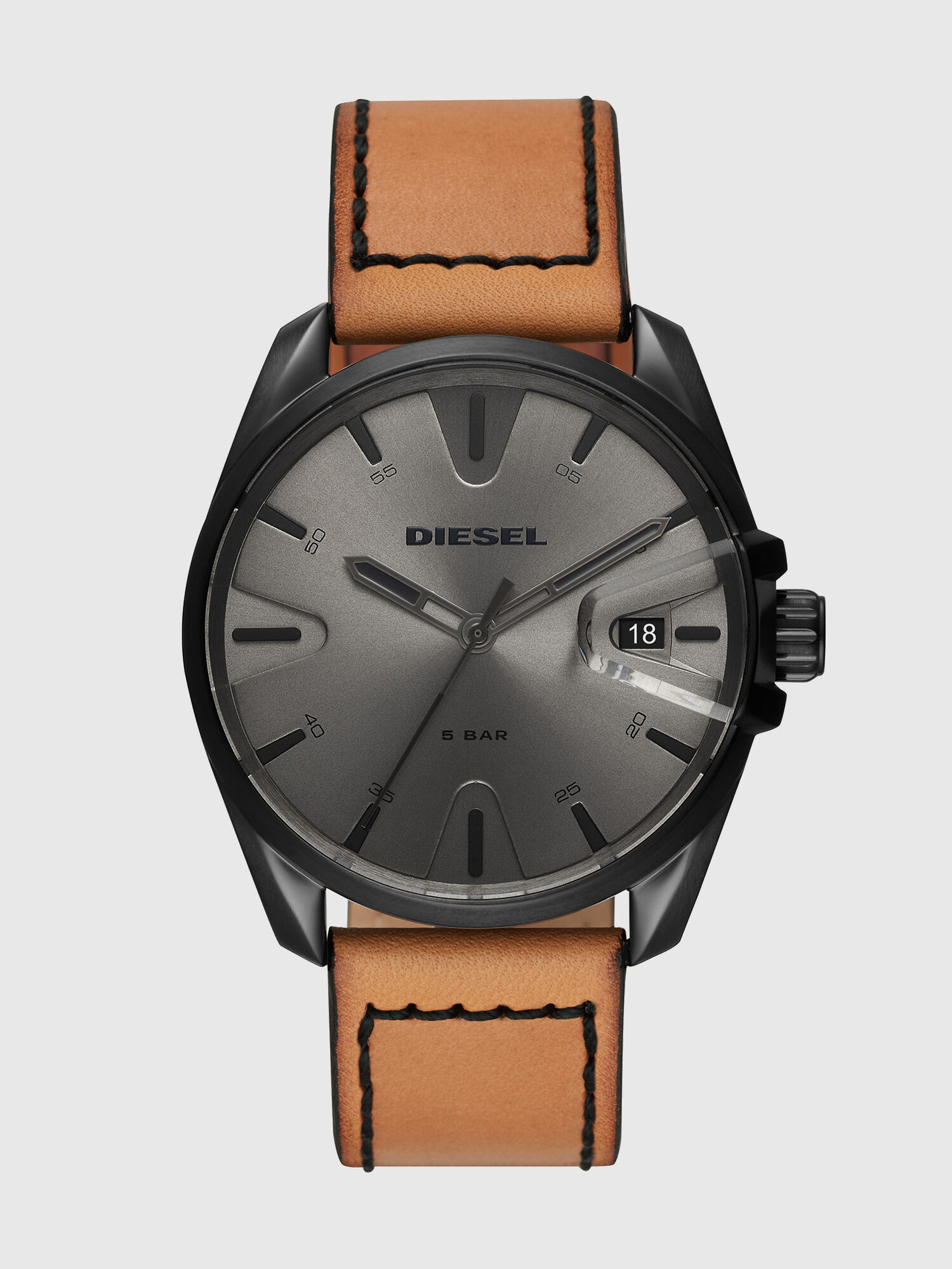 Diesel - DZ1863, Montre en cuir marron avec cadran gris, 44 mm Homme in Marron - 1