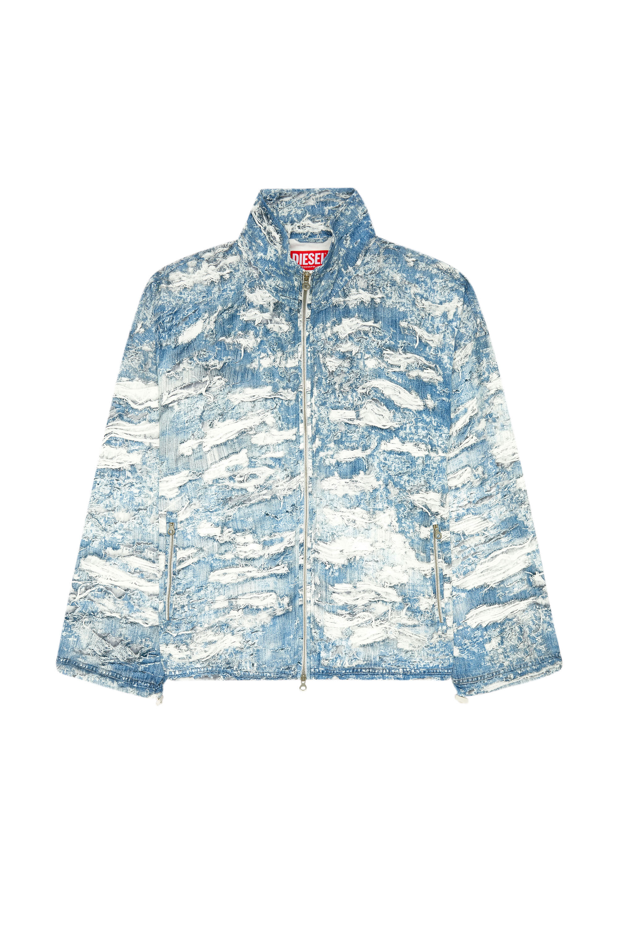 Diesel - J-ALSTON, Veste coupe-vent avec imprimé denim Tiger Breaks Homme in Bleu - 2