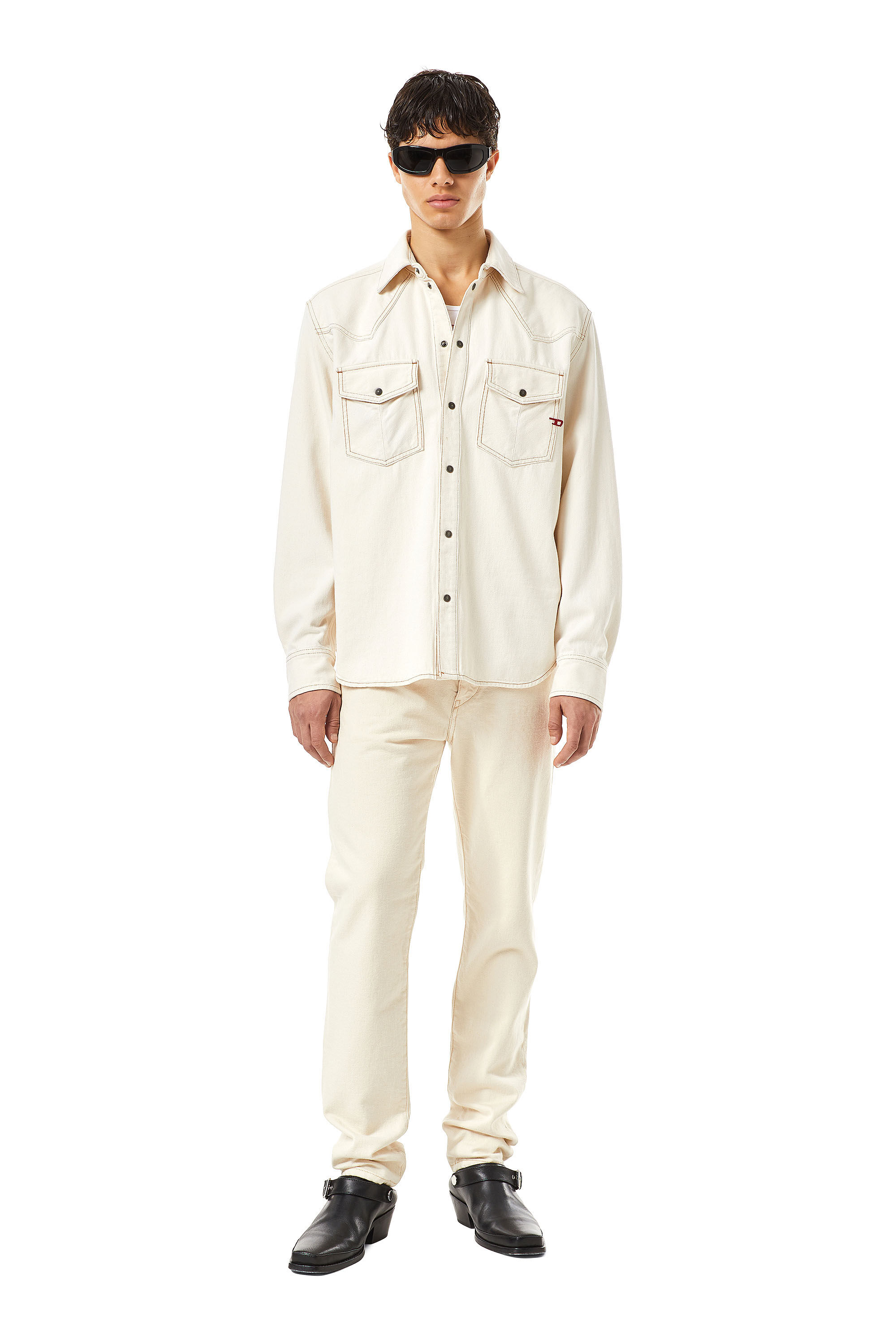 Diesel - D-OCEAN WESTERN SHIRT, Chemise western en denim Homme in Blanc - 1