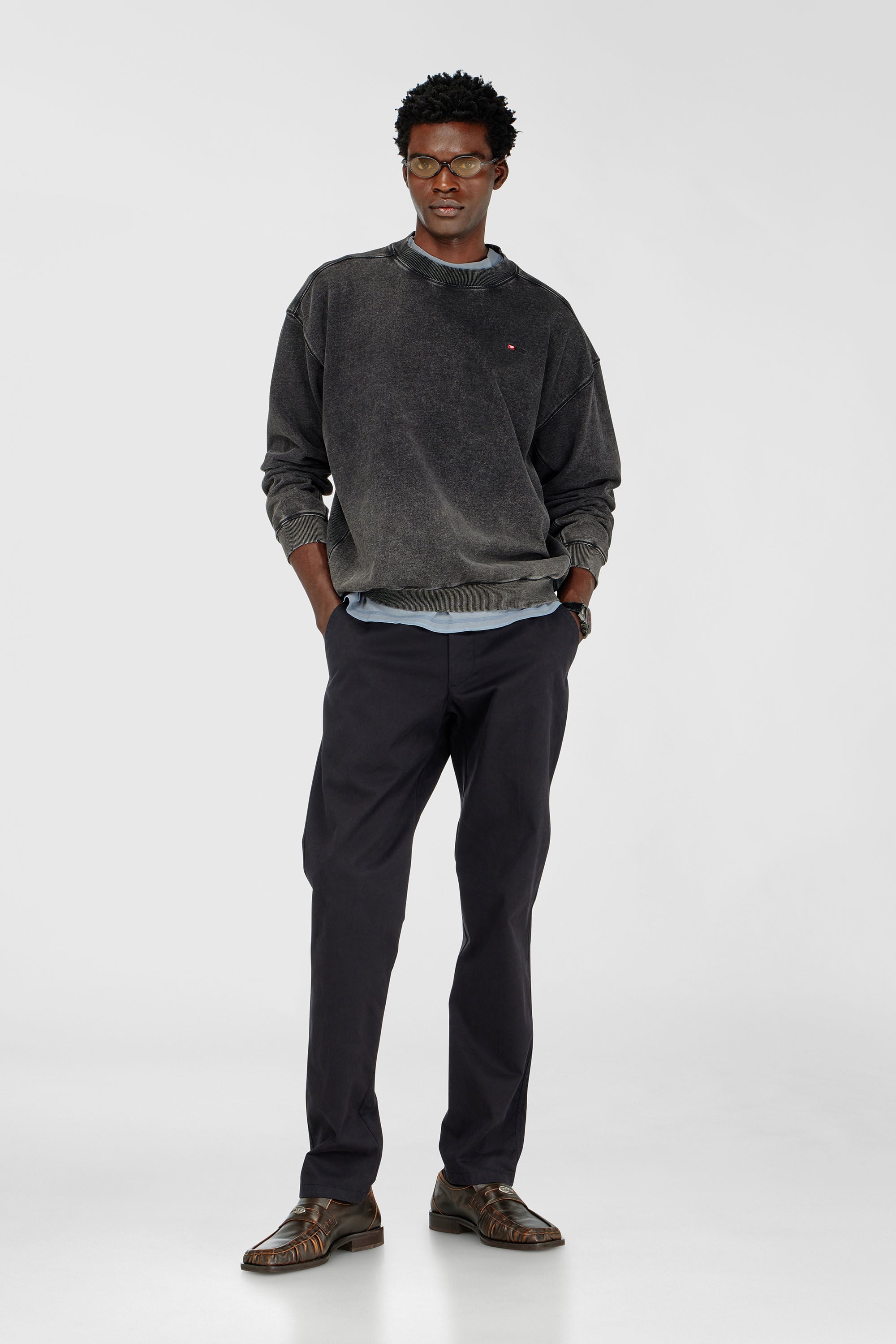 Diesel - P-DEFINE-EPCH, Pantalones de algod&oacute;n con presilla utilitaria Hombre in Negro - 1