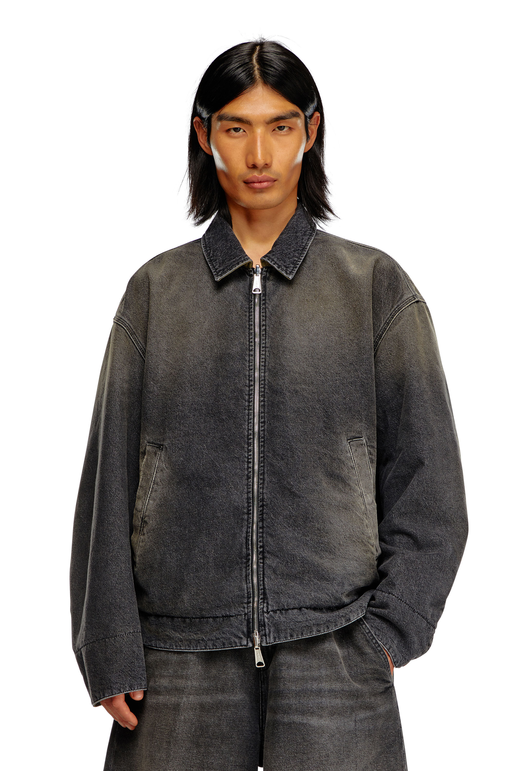 Men's Reversible jacket in denim and nylon | Black | Diesel