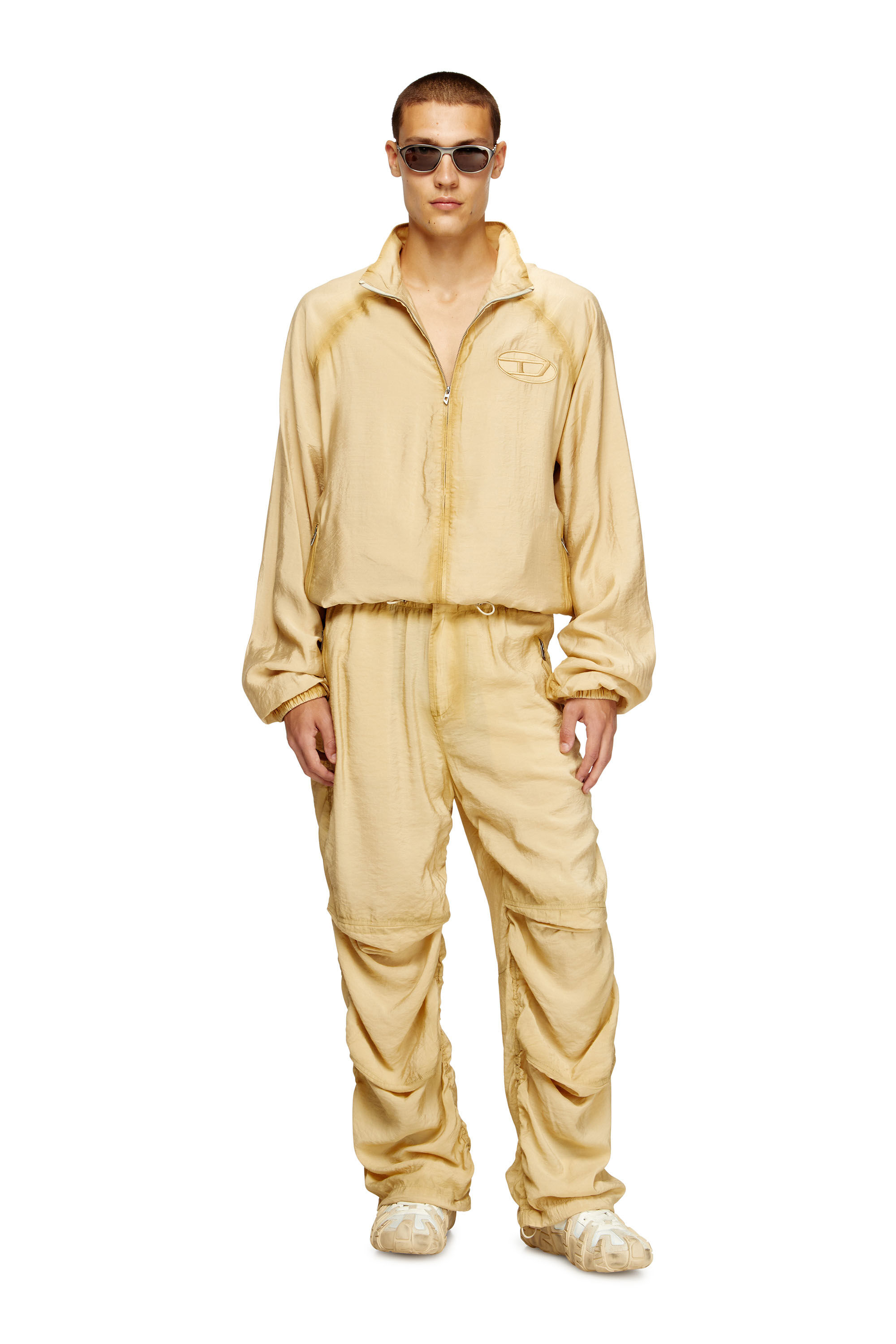 Diesel - J-HENRI-SOUVENIR, Male's Souvenir-style embroidered track jacket in Beige - 1