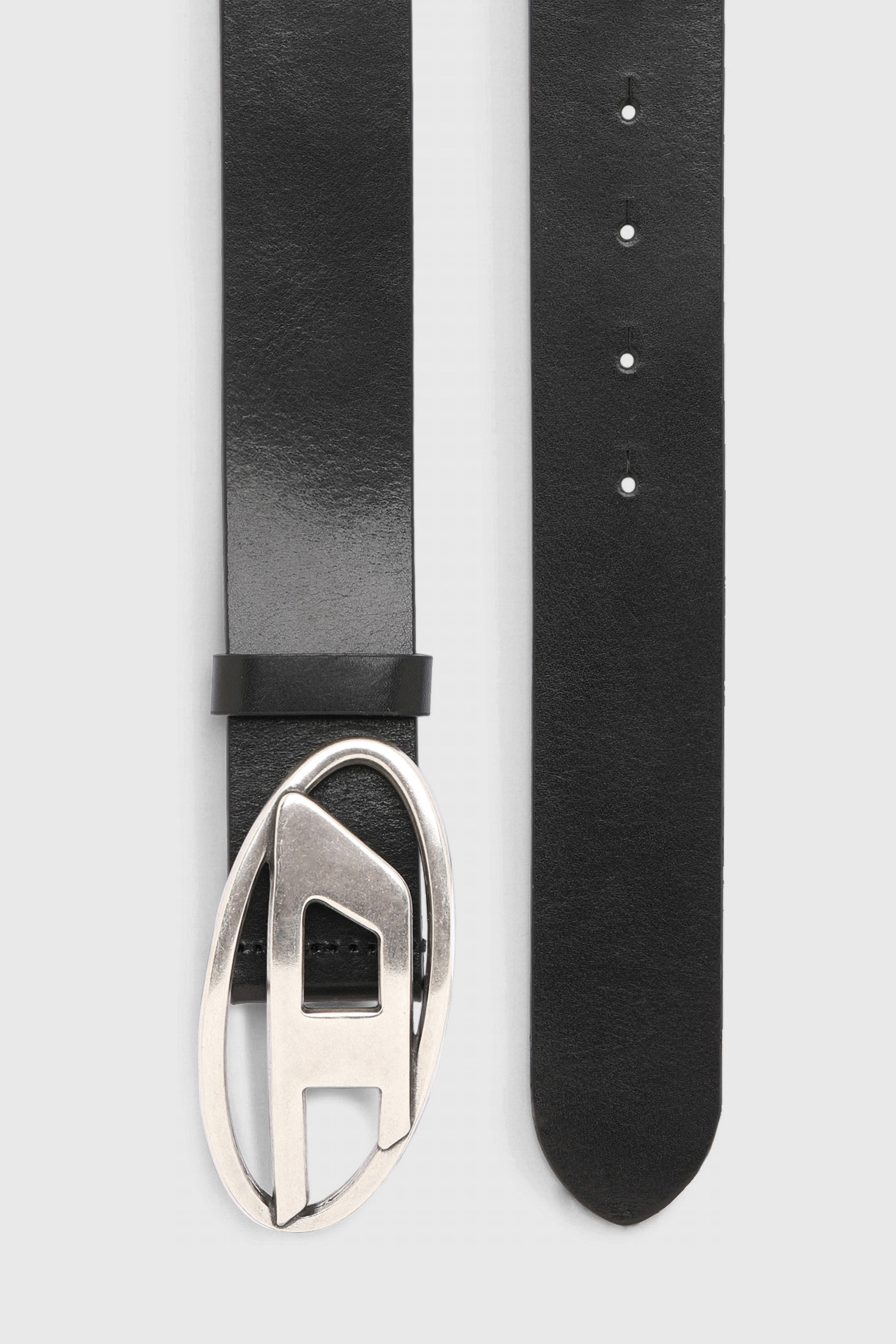 DIESEL B-1DR Dロゴ　ベルト シルバー 75/30 ブラック Men's Designer Leather Belt with D Logo | Diesel® US