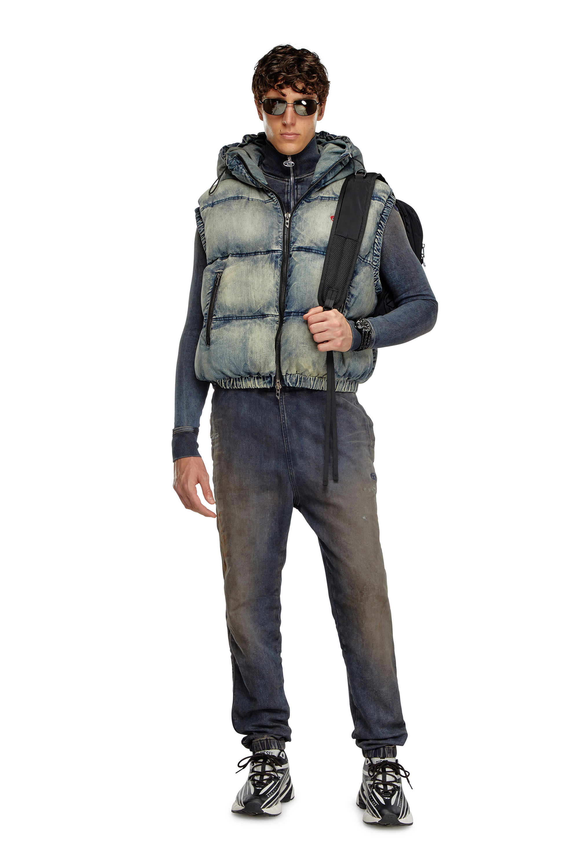 Diesel - Slim D-Labb Track denim 068LV Homme, Bleu Foncé - Image 1