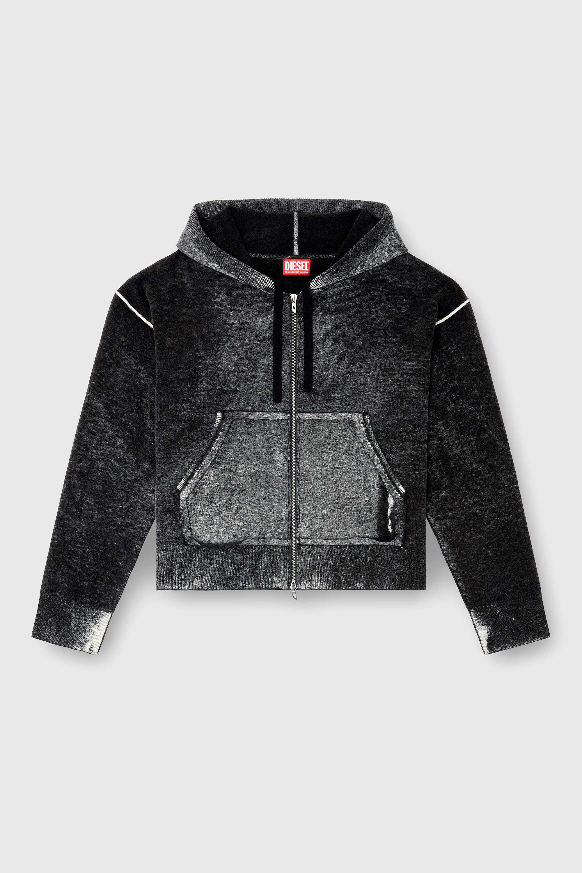 Women's Reverse-print hooded cardigan in wool | Multicolor