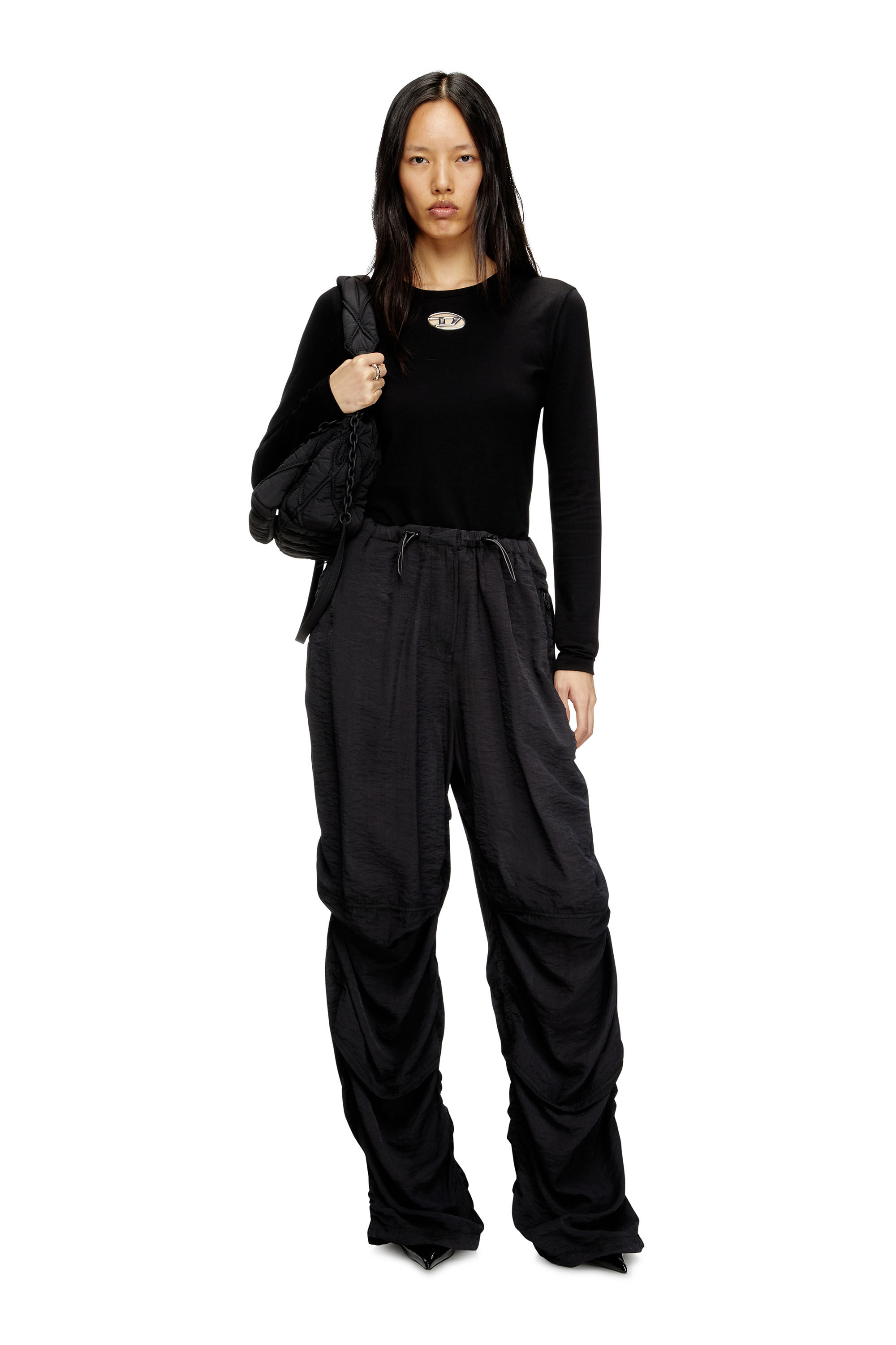 Women's Long-sleeve top with Oval D cut-out | Black | Diesel