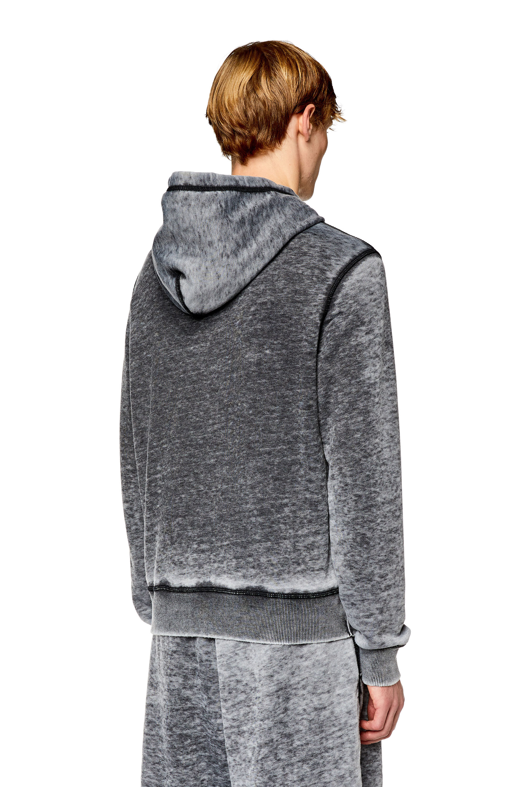 Diesel - S-GINN-HOOD-L1, Sweat-shirt à capuche avec logo burn-out Homme in Noir - 4