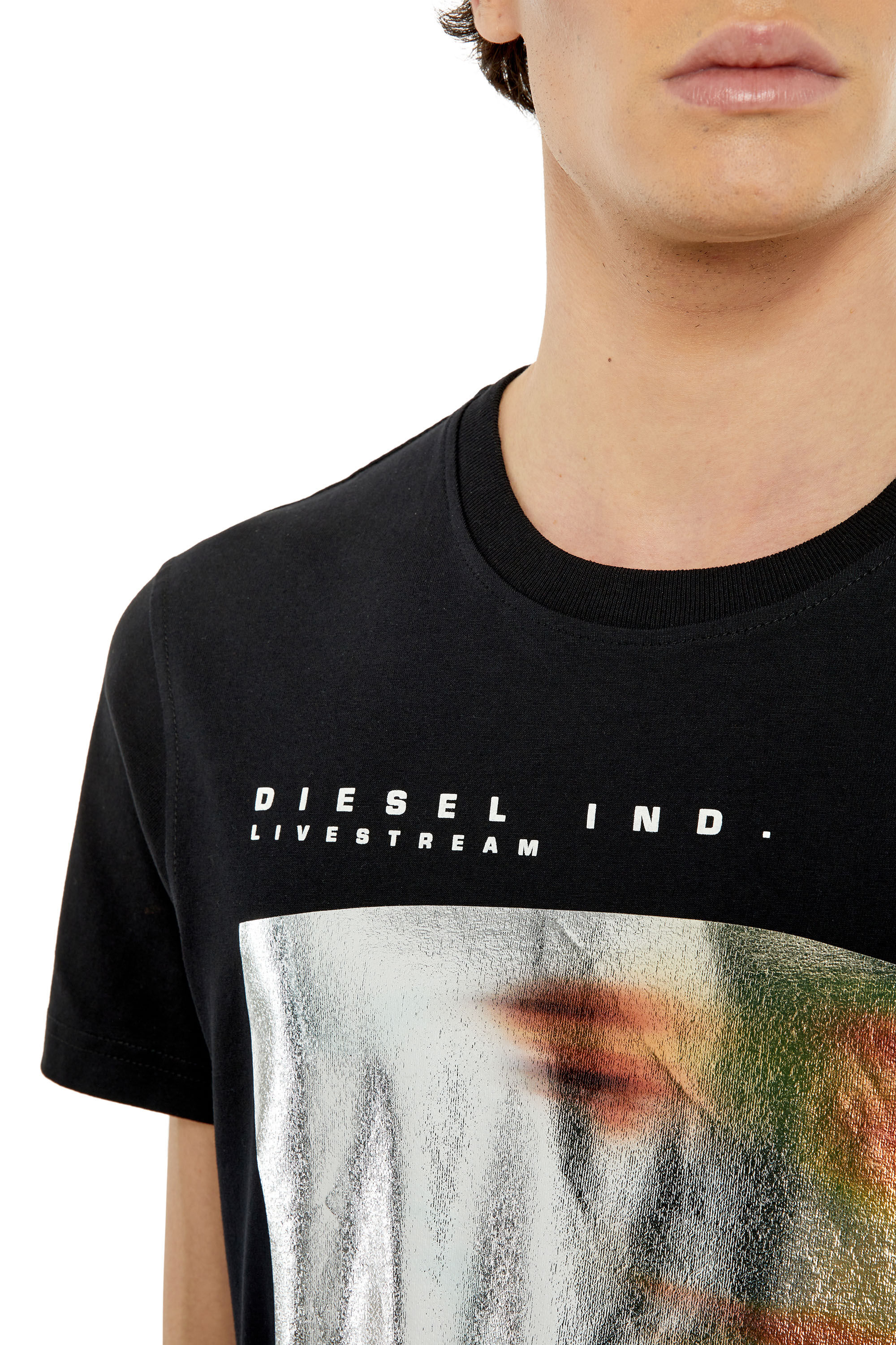 T-DIEGOR-G2 Man: T-shirt with metallic blurry-face print