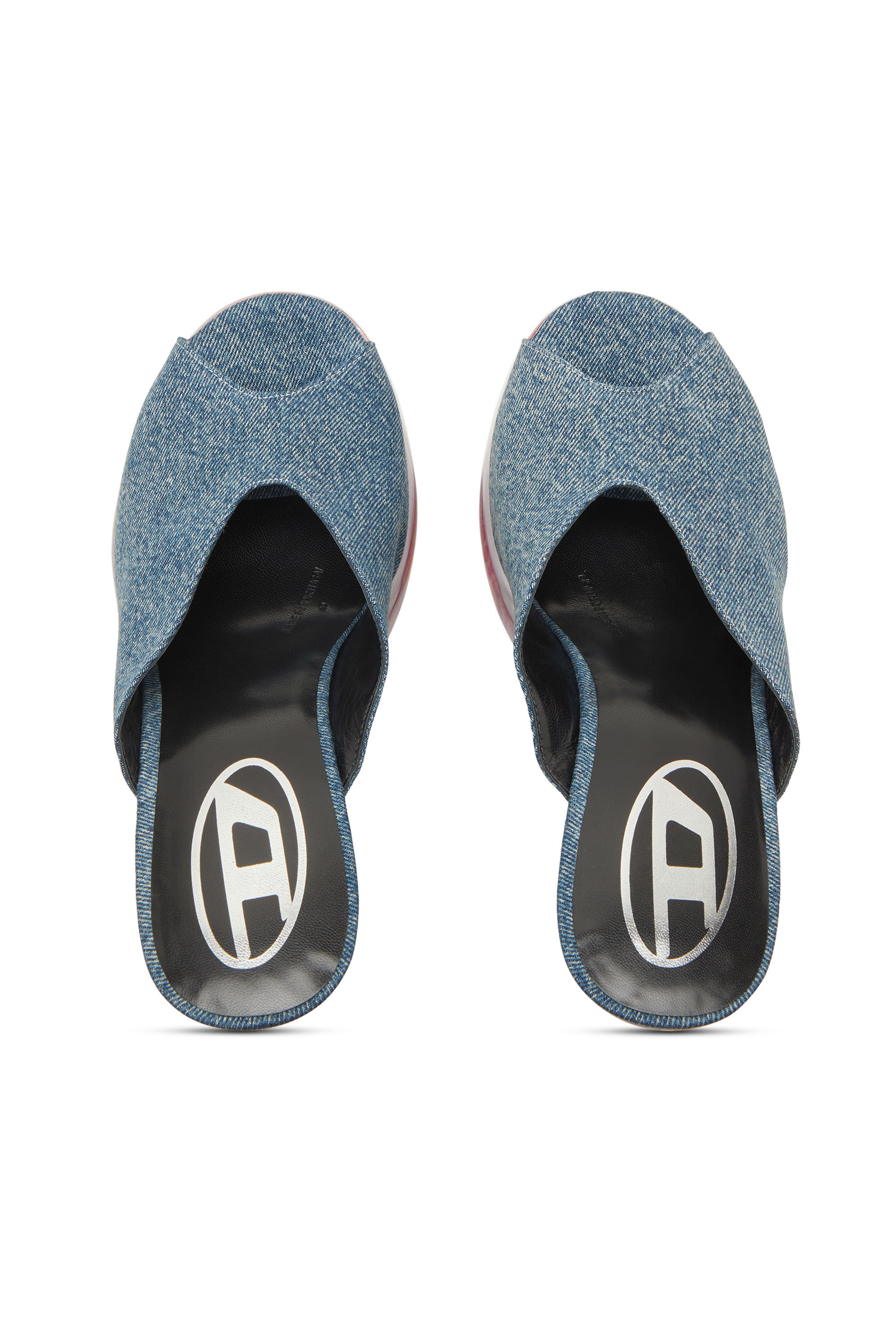 Diesel - D-LAKE PLATFORM SDL, Female's D-Lake-Platform mules in denim and plexiglass in Blue - 4