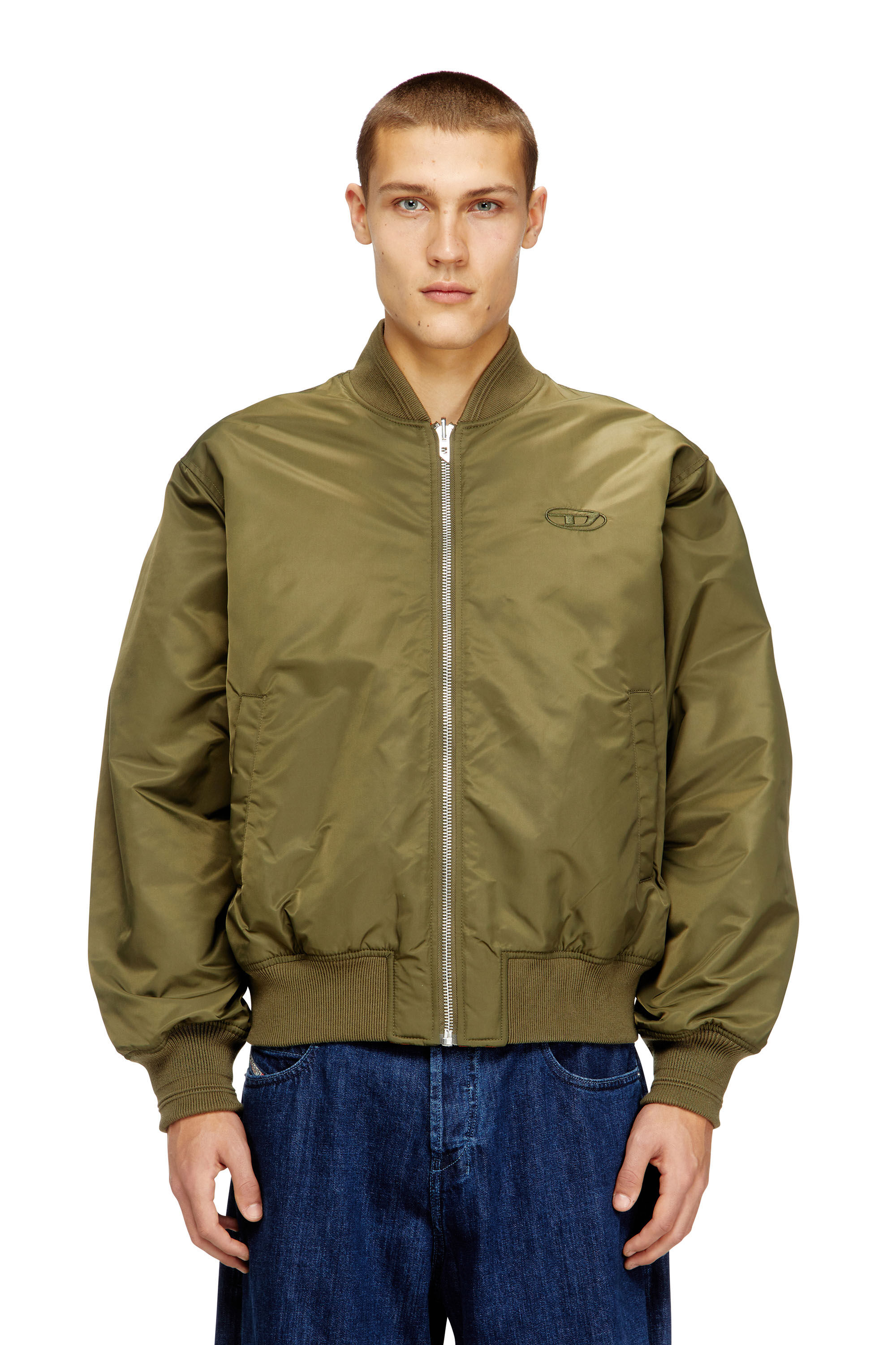 Diesel - W-TYPE-D1, Blouson aviateur rembourré avec broderie Oval D Homme in Polychrome - 3