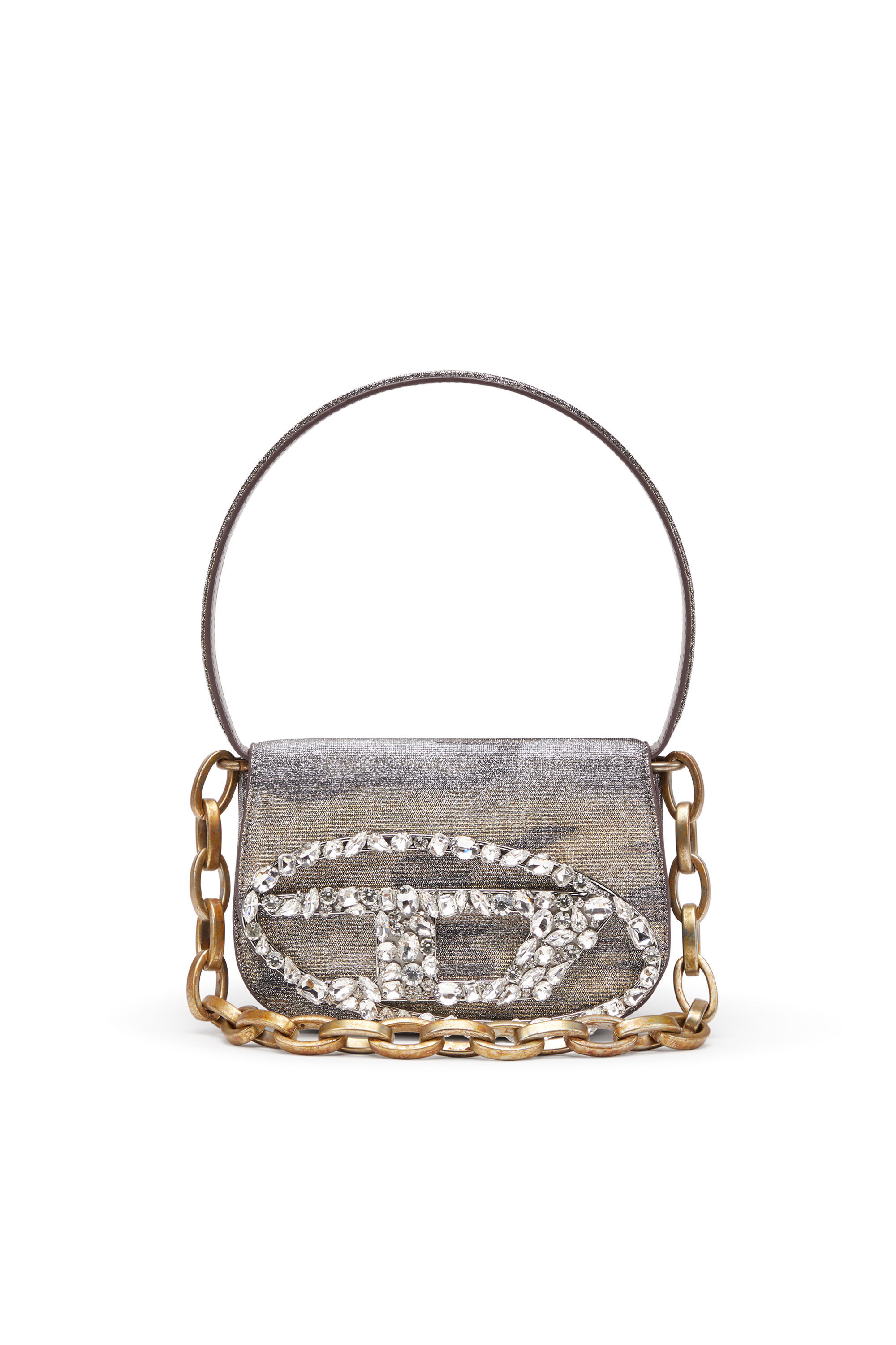 Diesel - 1DR, Female's 1DR-Iconic shoulder bag in camo lurex in Grey/Brown - 1