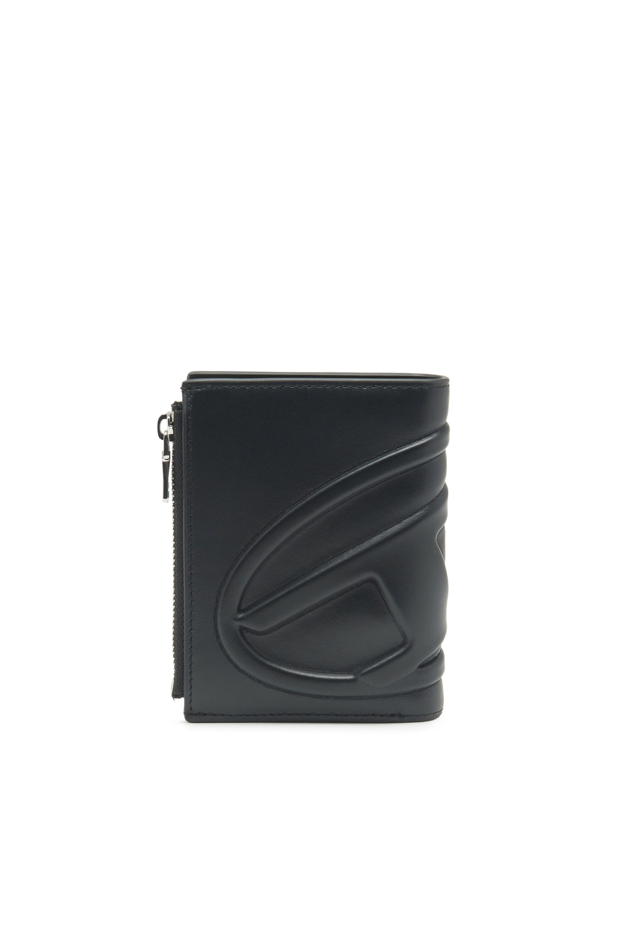 Women's Small leather wallet with embossed logo | Black | Diesel