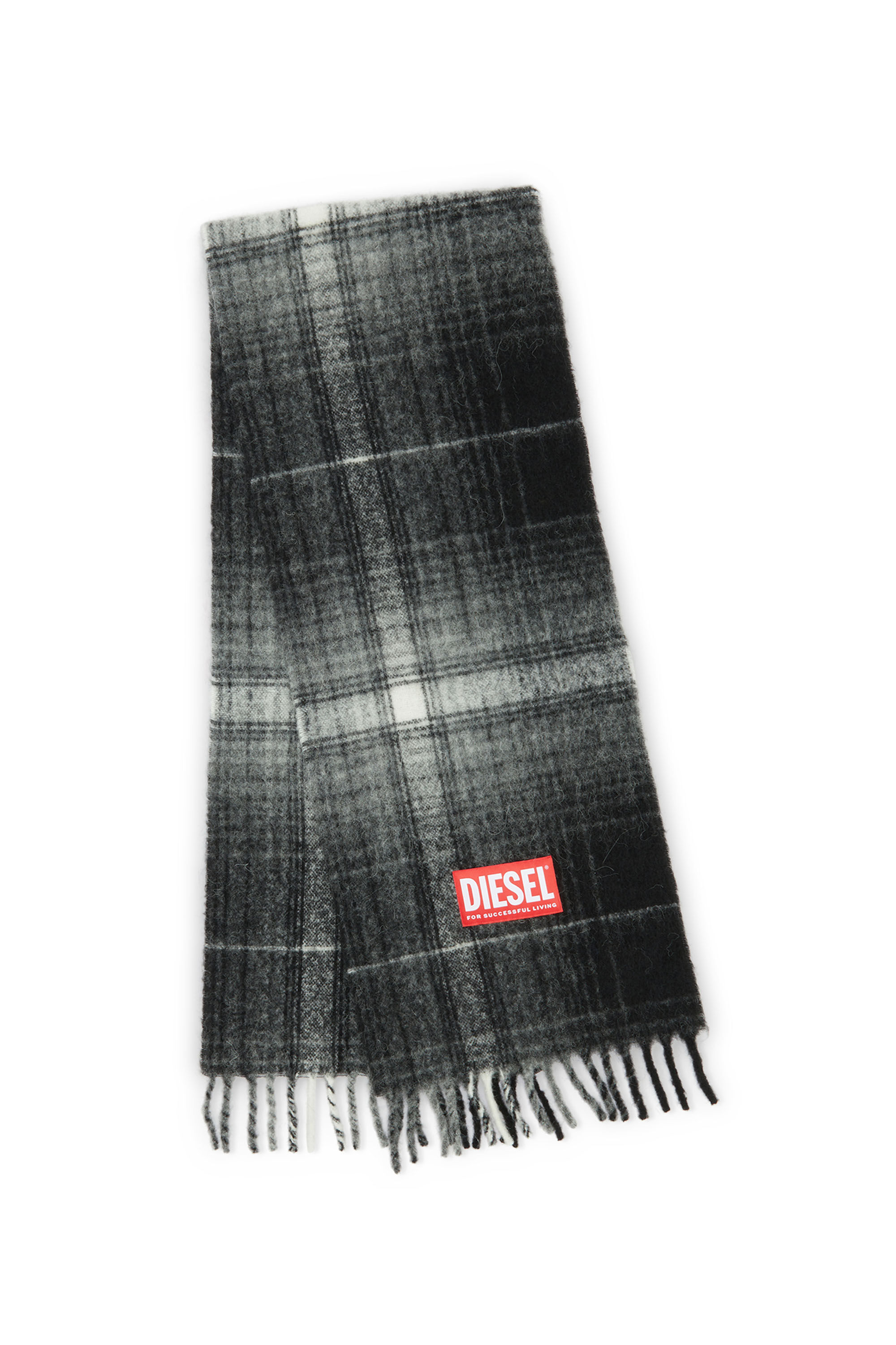 Men's Checked scarf in wool and alpaca | Black | Diesel