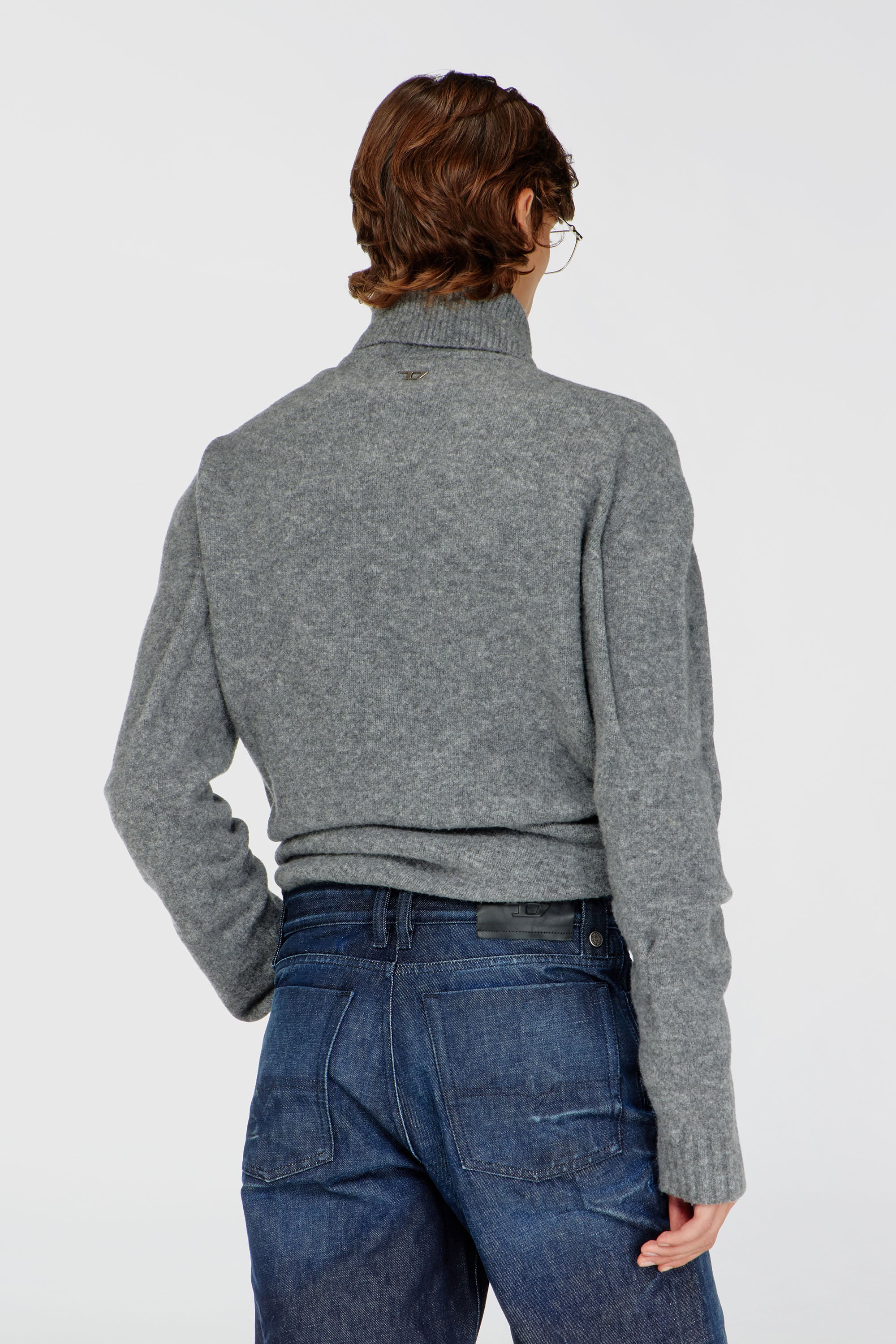 Diesel - K-ANDREW, Male's Button-neck jumper in wrinkled boiled knit in Grey - 4
