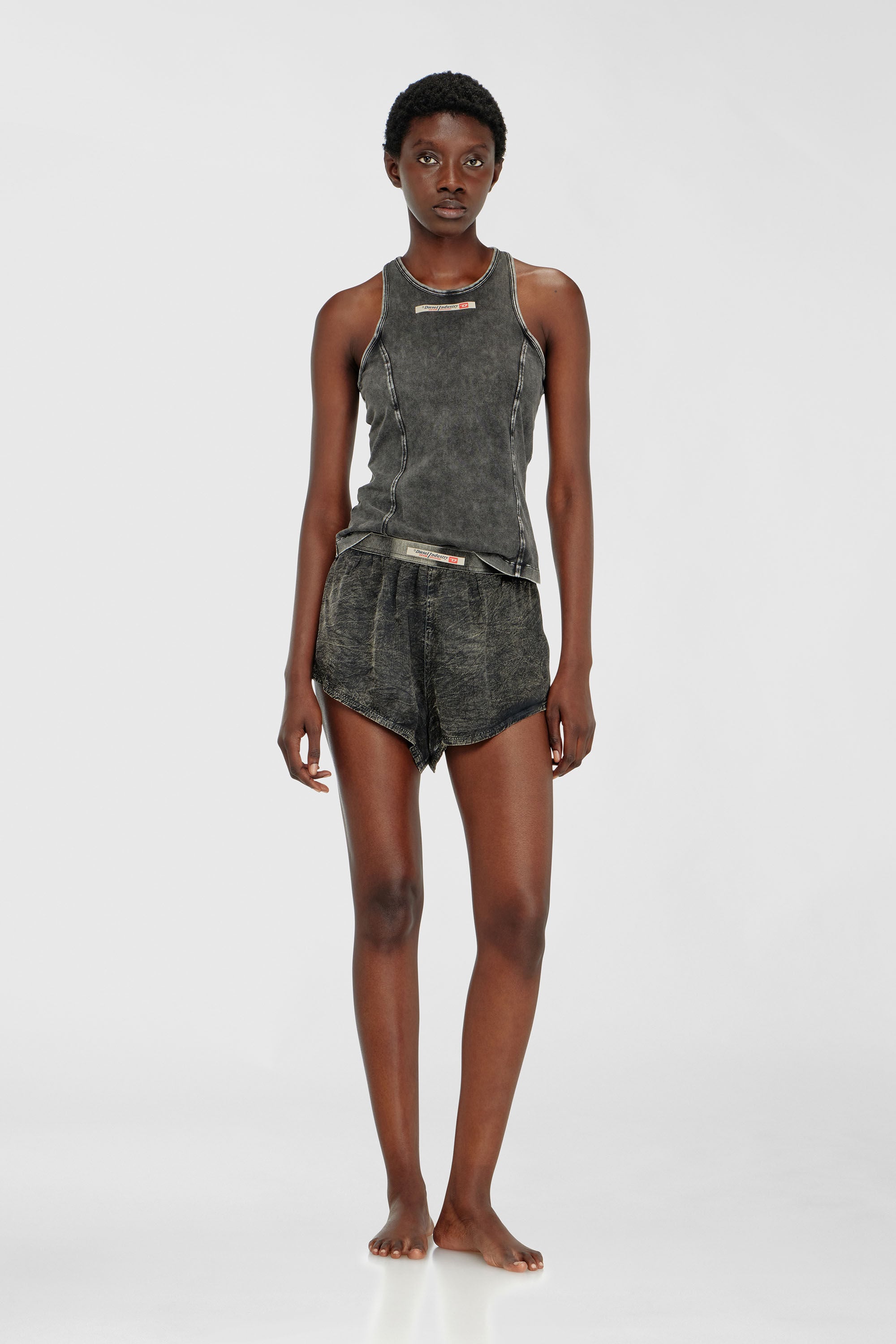 Diesel - IRENE-DNM, Woman's Cotton tank top with treated effect in Dark grey - 2