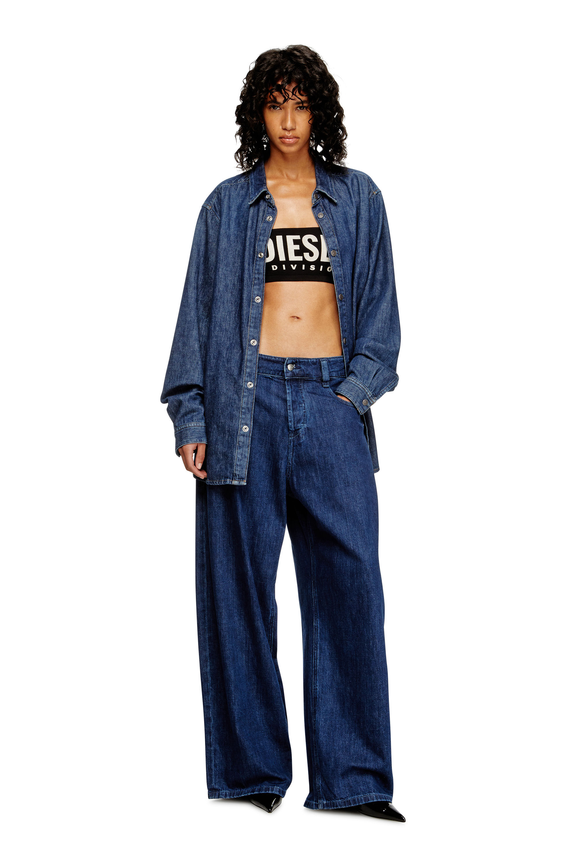 DIESEL>>Ufsb-Melanie ストラップレス クロップド ブラ Women's Strapless bra with maxi logo | Black | Diesel