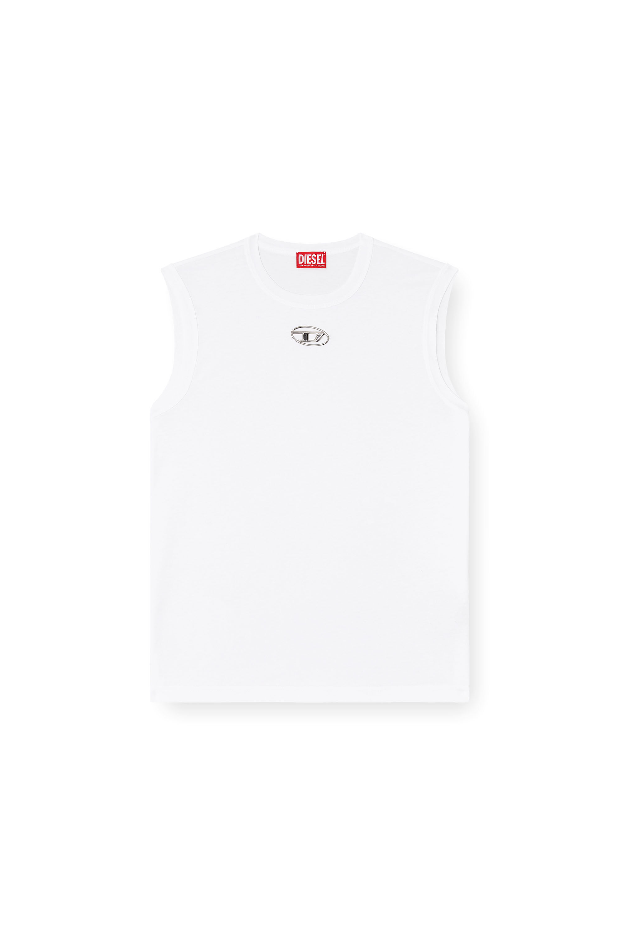 Men's Tank top with metallic Oval D | White | Diesel US