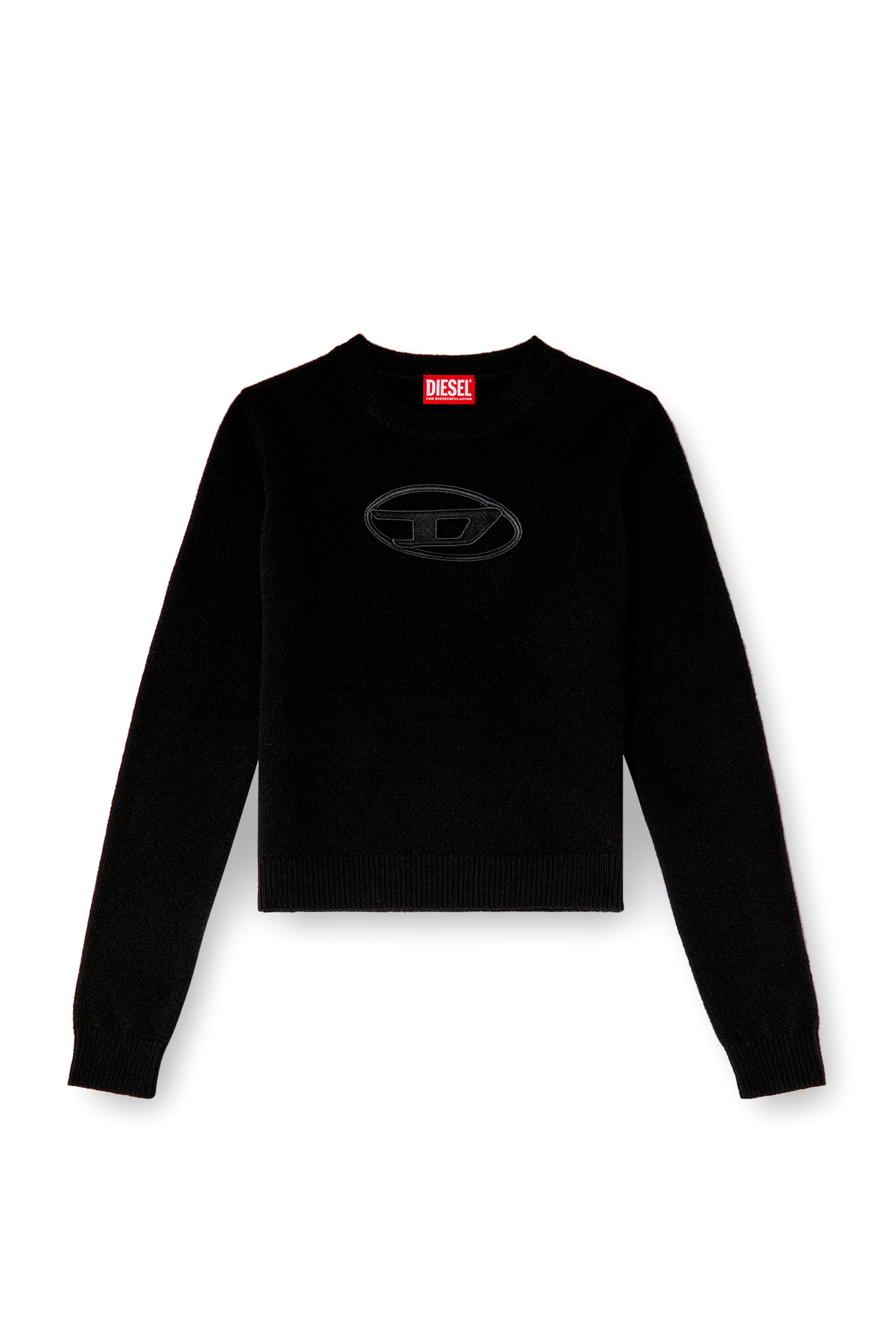 Diesel - M-AREESA-SLIM, Pull en mélange de cachemire avec logo cut-out Femme in Noir - 2