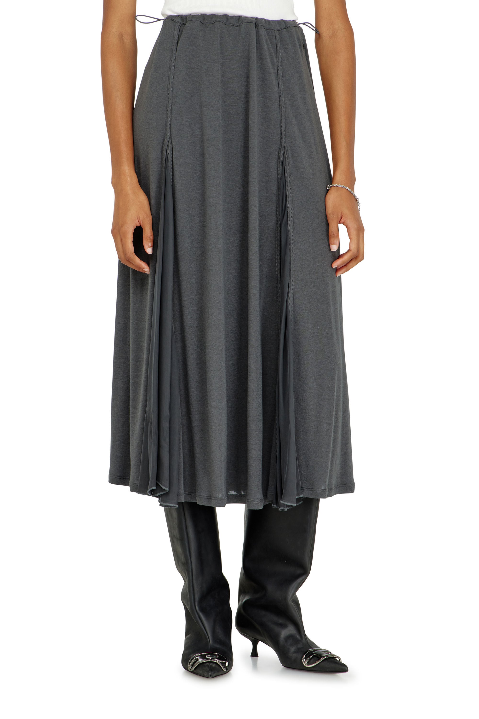Diesel - O-LONGREI, Woman's Midi skirt in ribbed jersey and chiffon in null - 3
