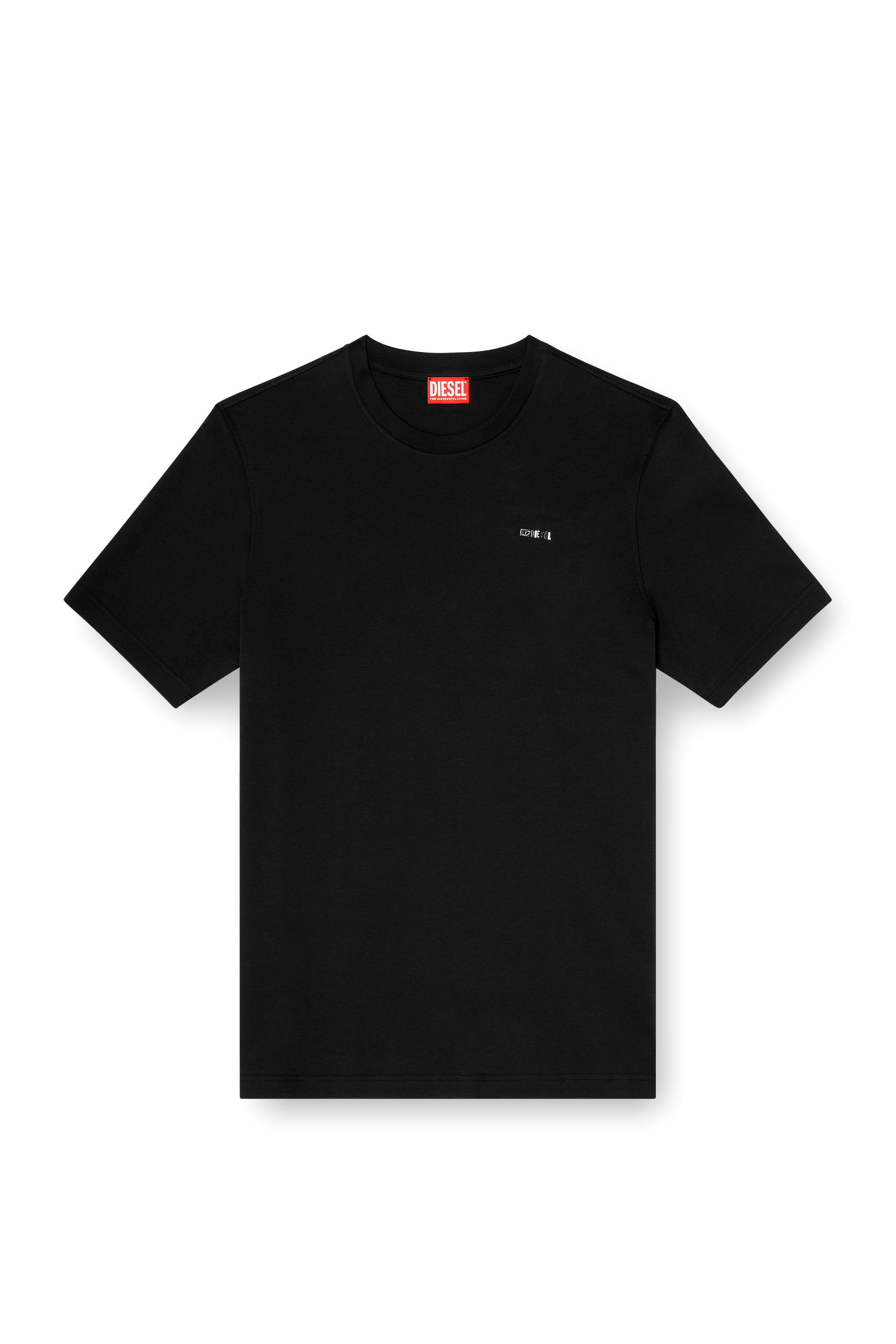 Men's Cotton T-shirt with small logo on chest | Black | Diesel