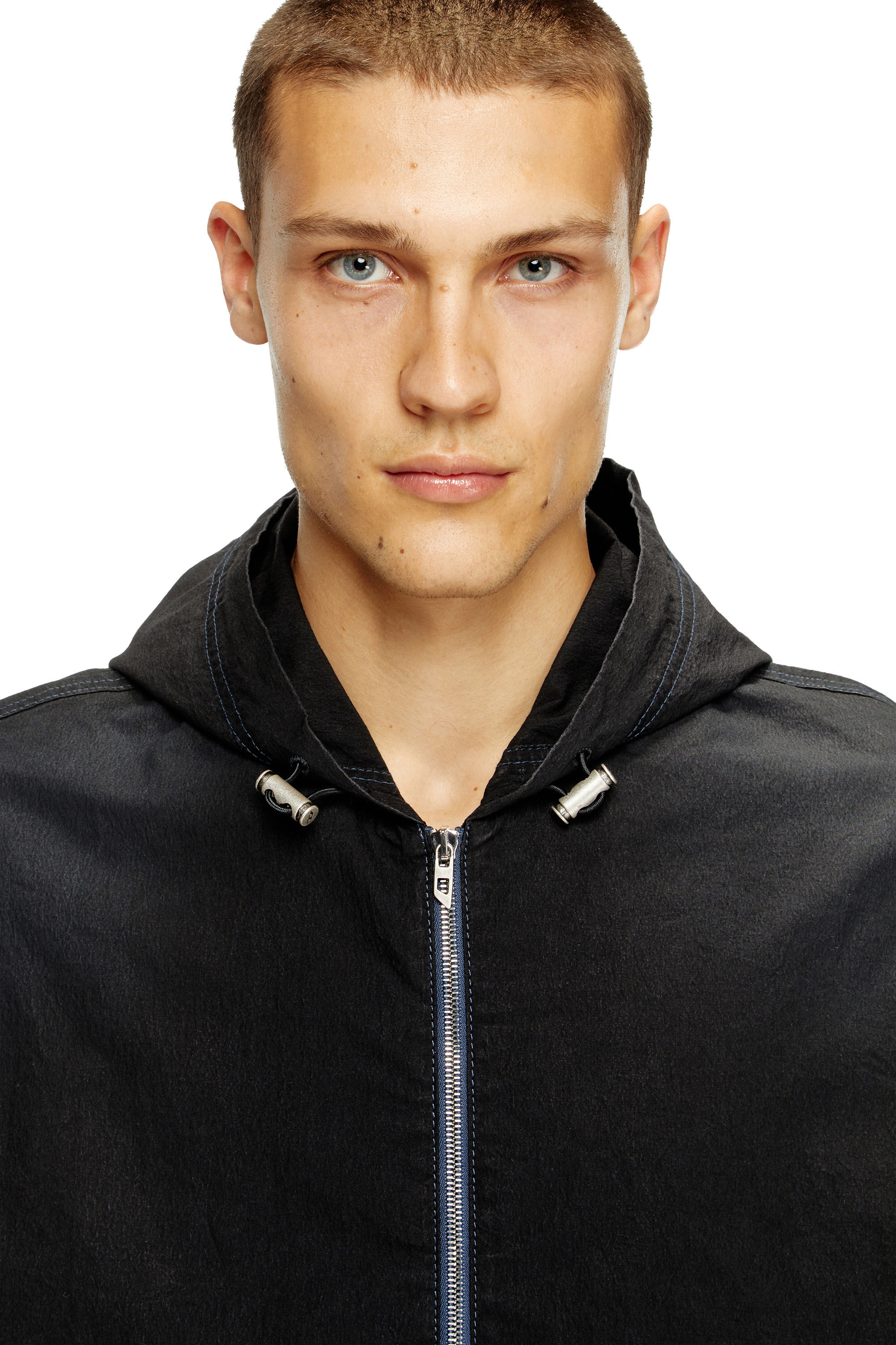 Diesel - D-WYNNY JOGG, Male's Hooded technical JoggJeans jacket in Black/Dark Grey - 4