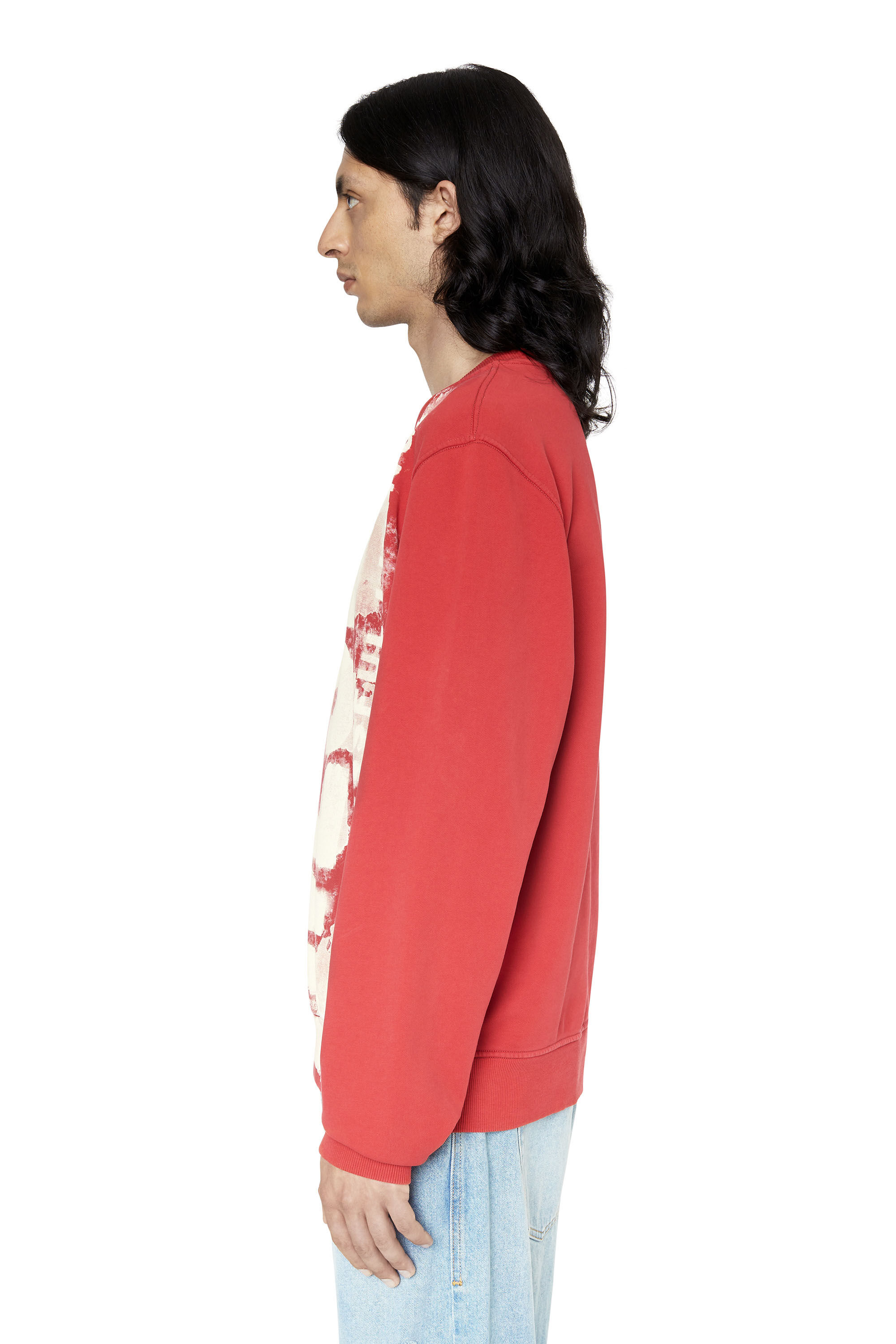 Diesel - S-GINN-E5, Man's Sweatshirt with bleeding-effect logo in Red - 6