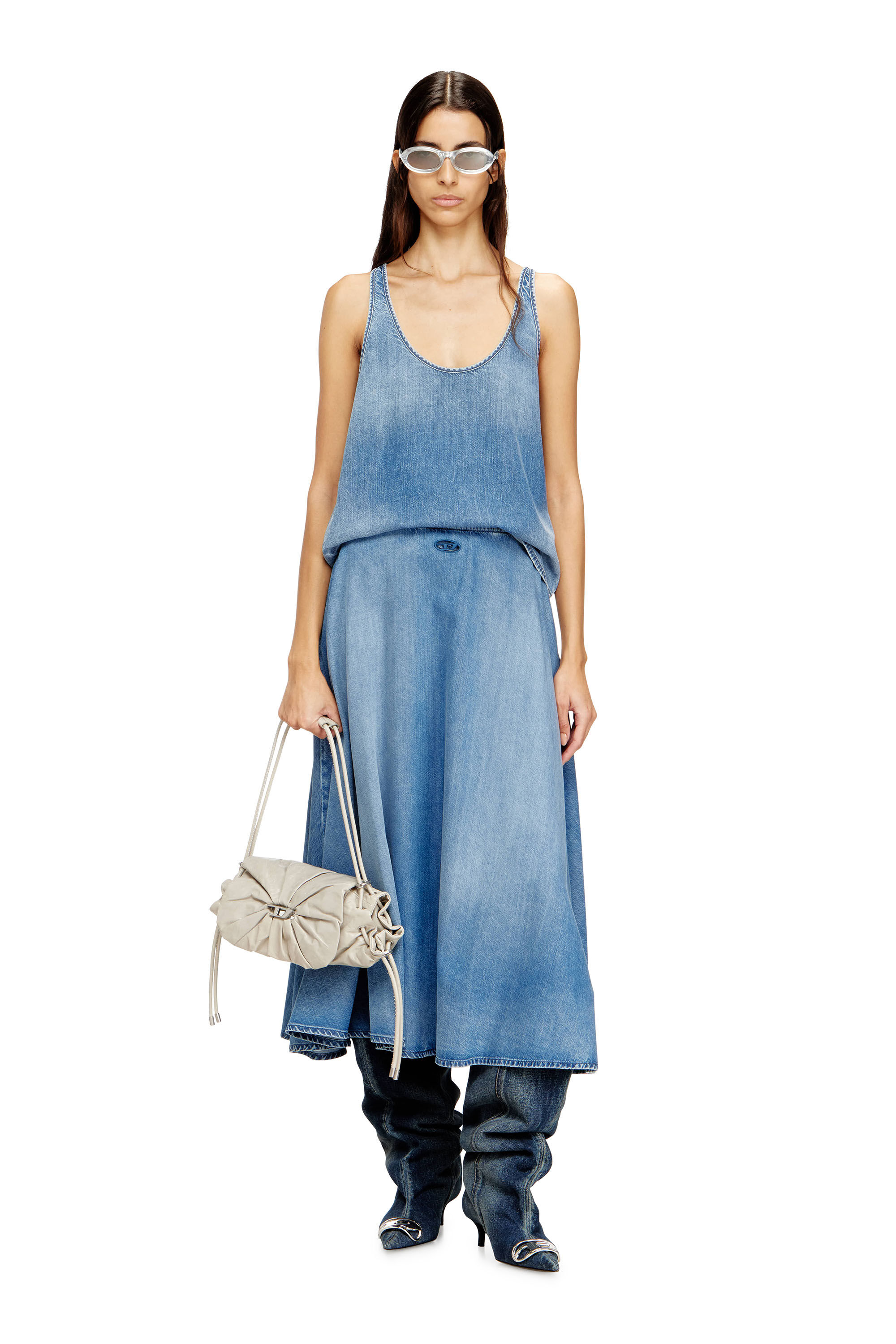 Women's Top in lightweight stonewashed denim | Blue | Diesel