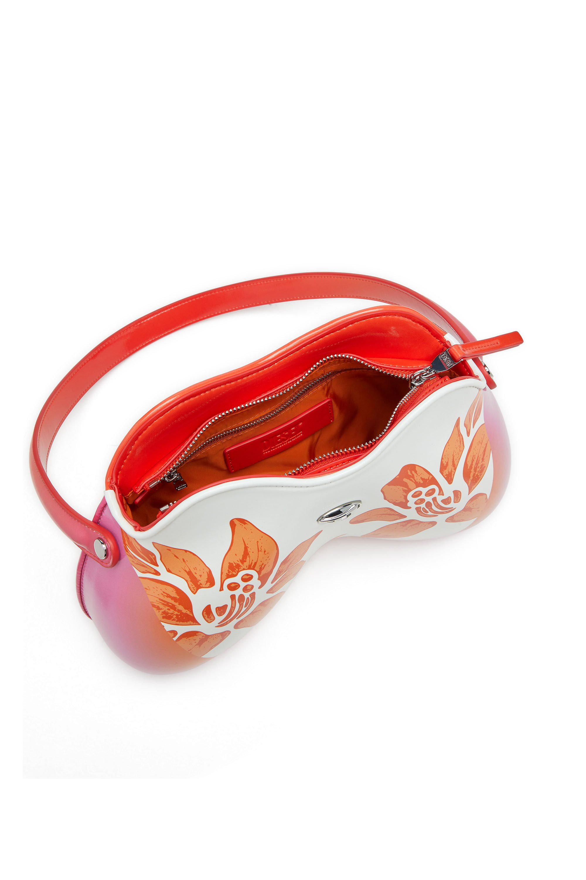 Women's Double-D-Glossy shoulder bag with lotus print | White | Diesel