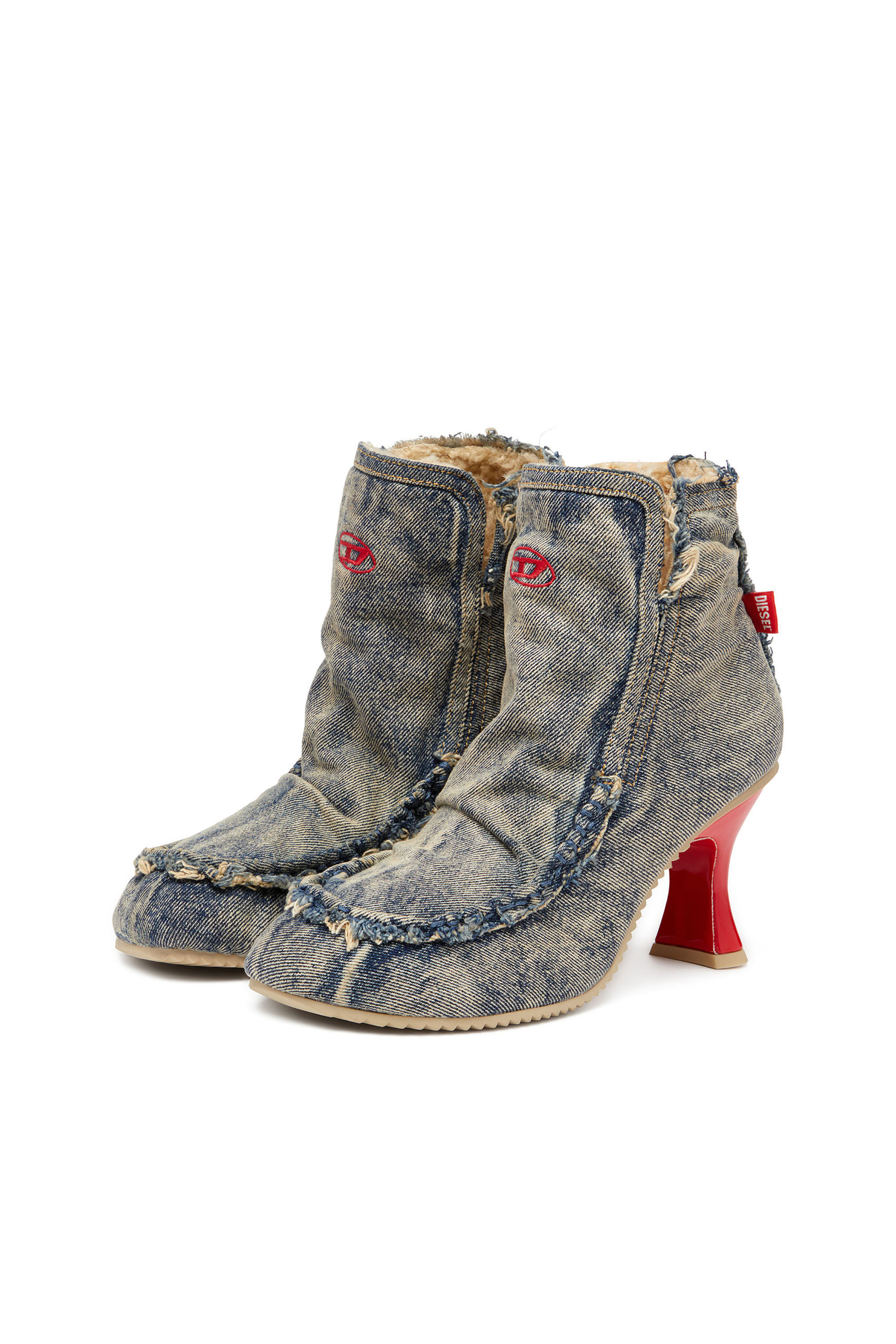 Diesel - D-WOODSTOCK HEEL AB, Female's D-Woodstock - Denim boots with heel in Blue - 9