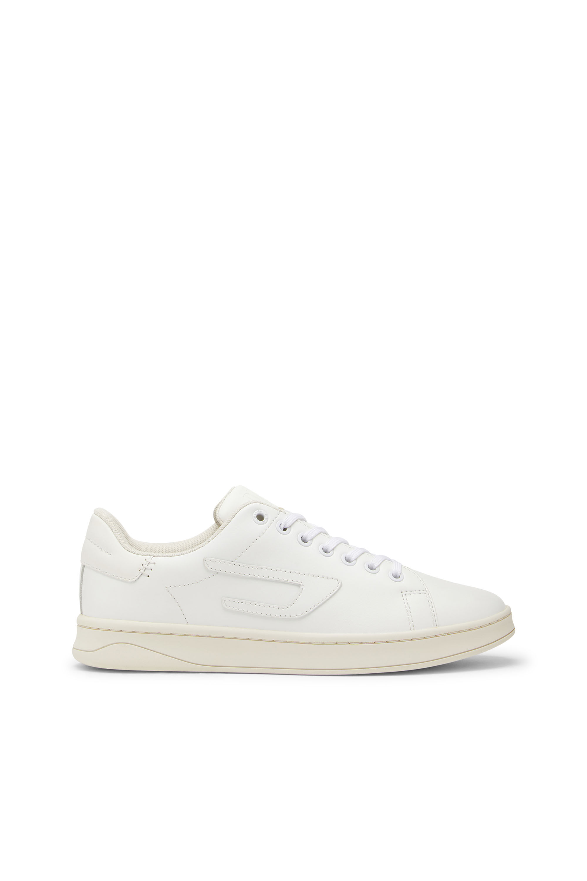 Diesel - S-ATHENE LOW W, Female's S-Athene Low-Low-top leather sneakers with D patch in White - 1