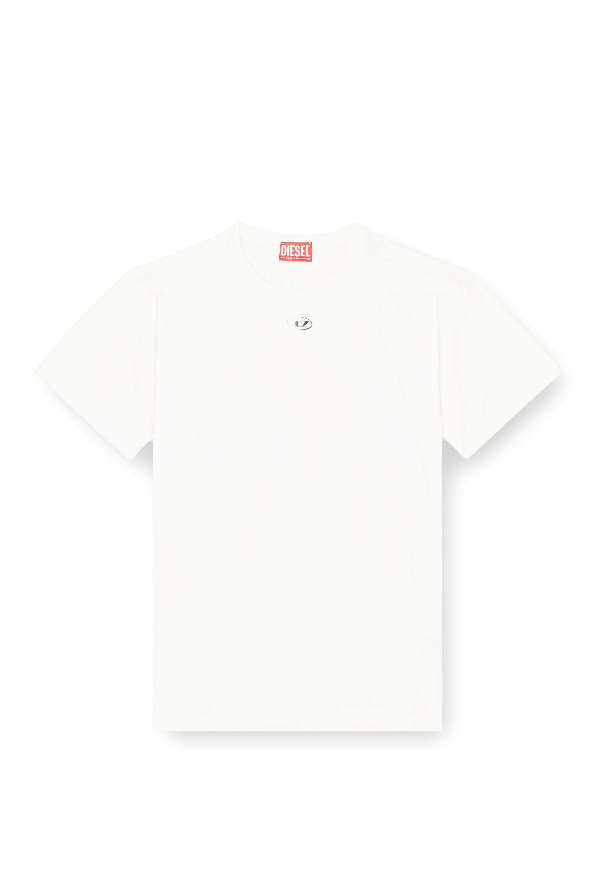 Diesel - T-NORMY-OD-S1, T-shirt en coton avec Oval D métallique Femme in Blanc - 2