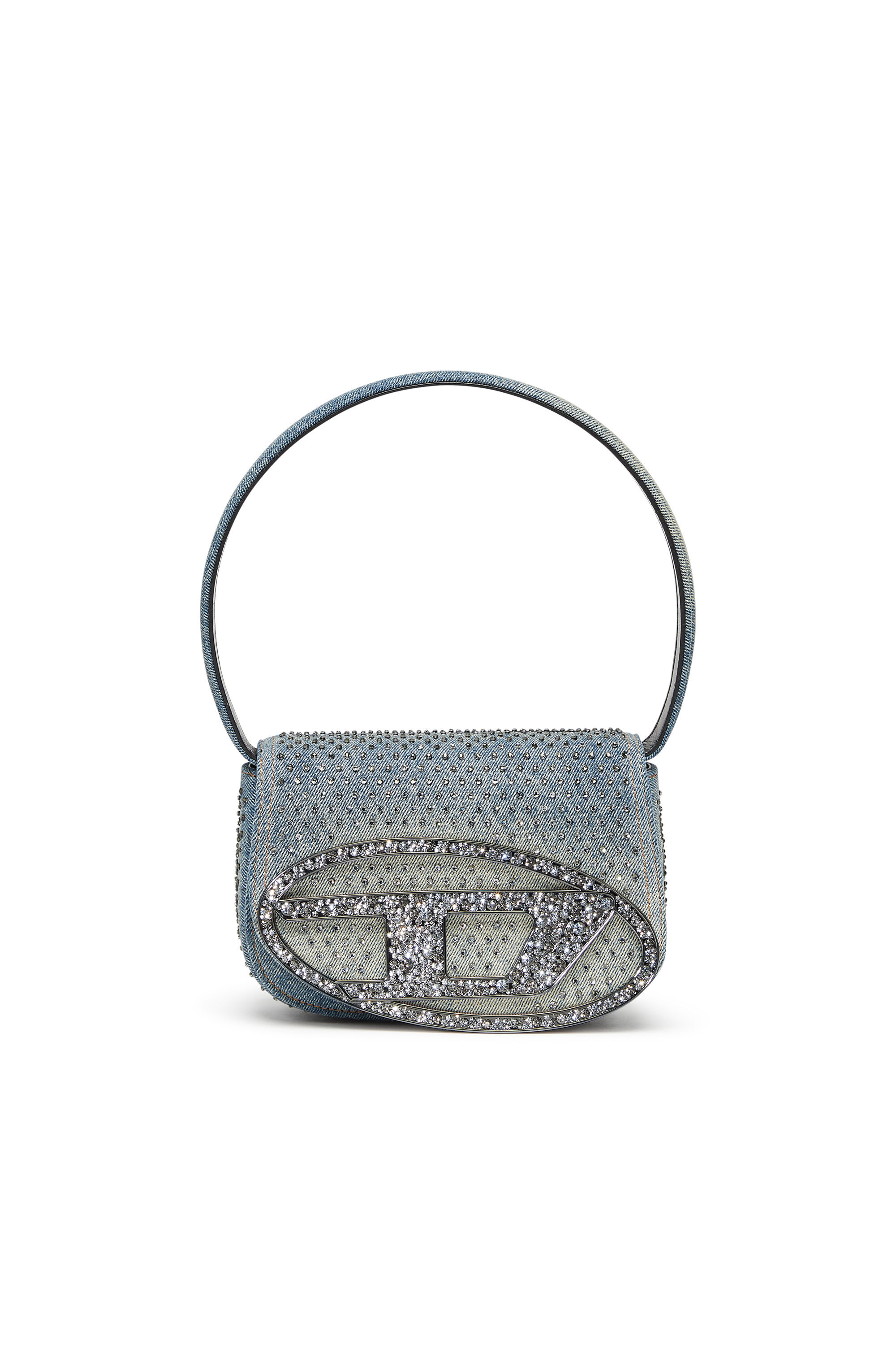 Diesel - 1DR, Female's 1DR - Iconic shoulder bag in denim and crystals in Light Blue - 1