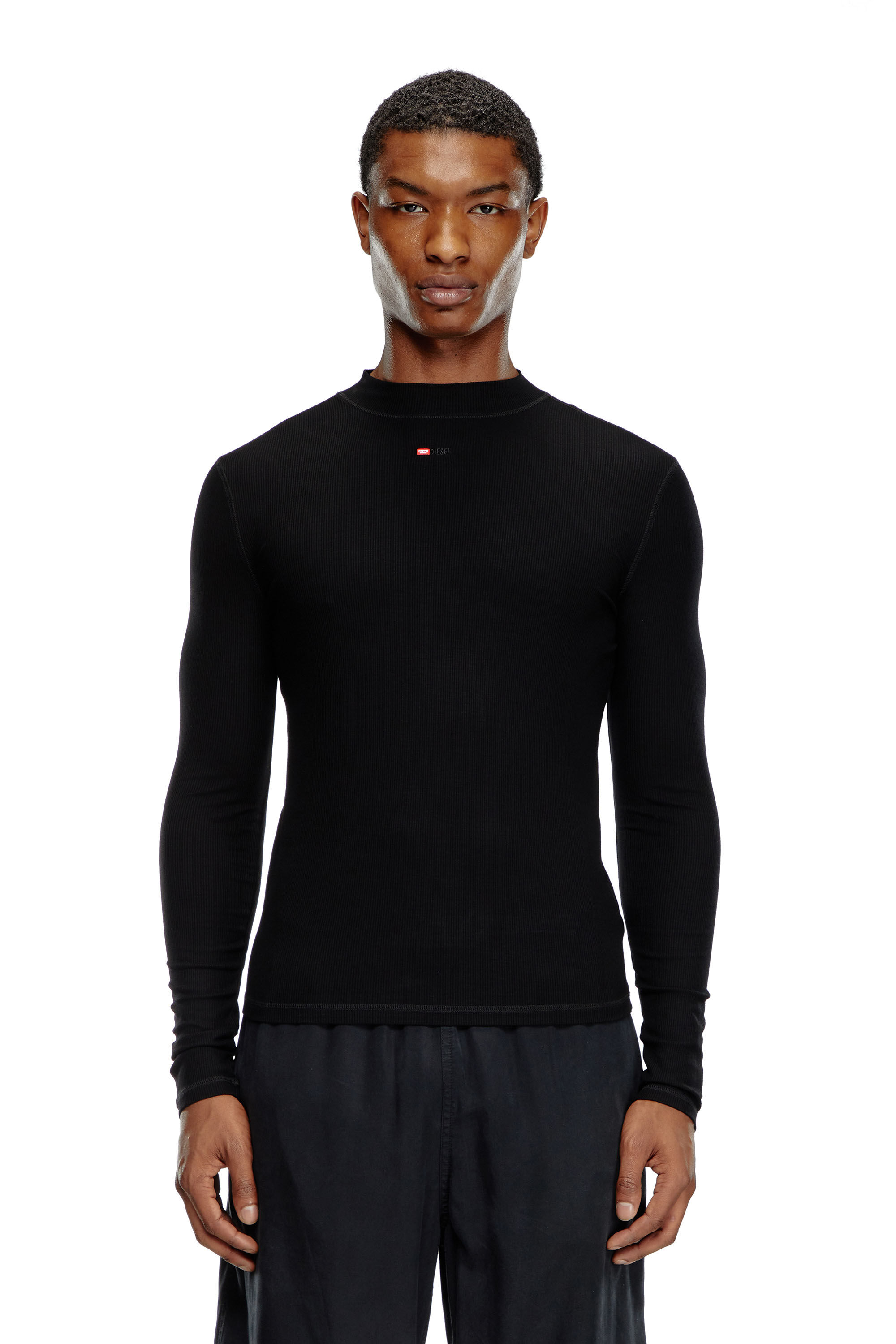 Men's Mock-neck top with micro logo | Black | Diesel